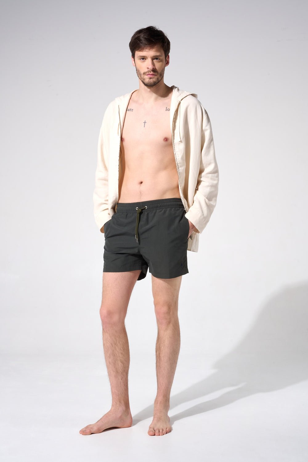 Plain swim shorts with elasticated waistband APNEE Khaki