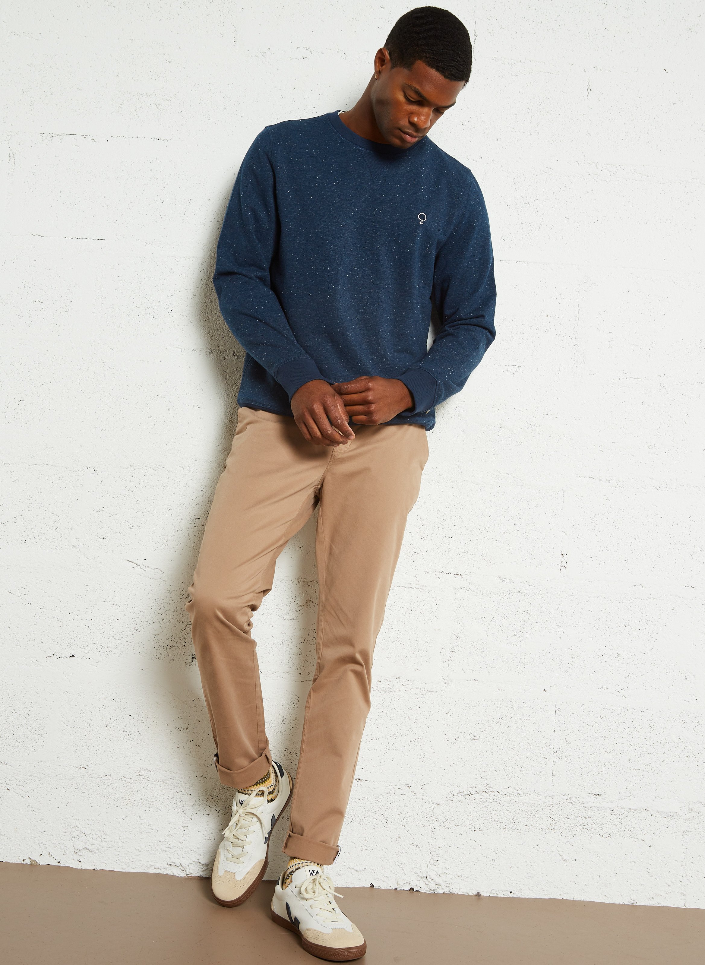 Round-neck regular-fit marled sweatshirt FAGUO Blue