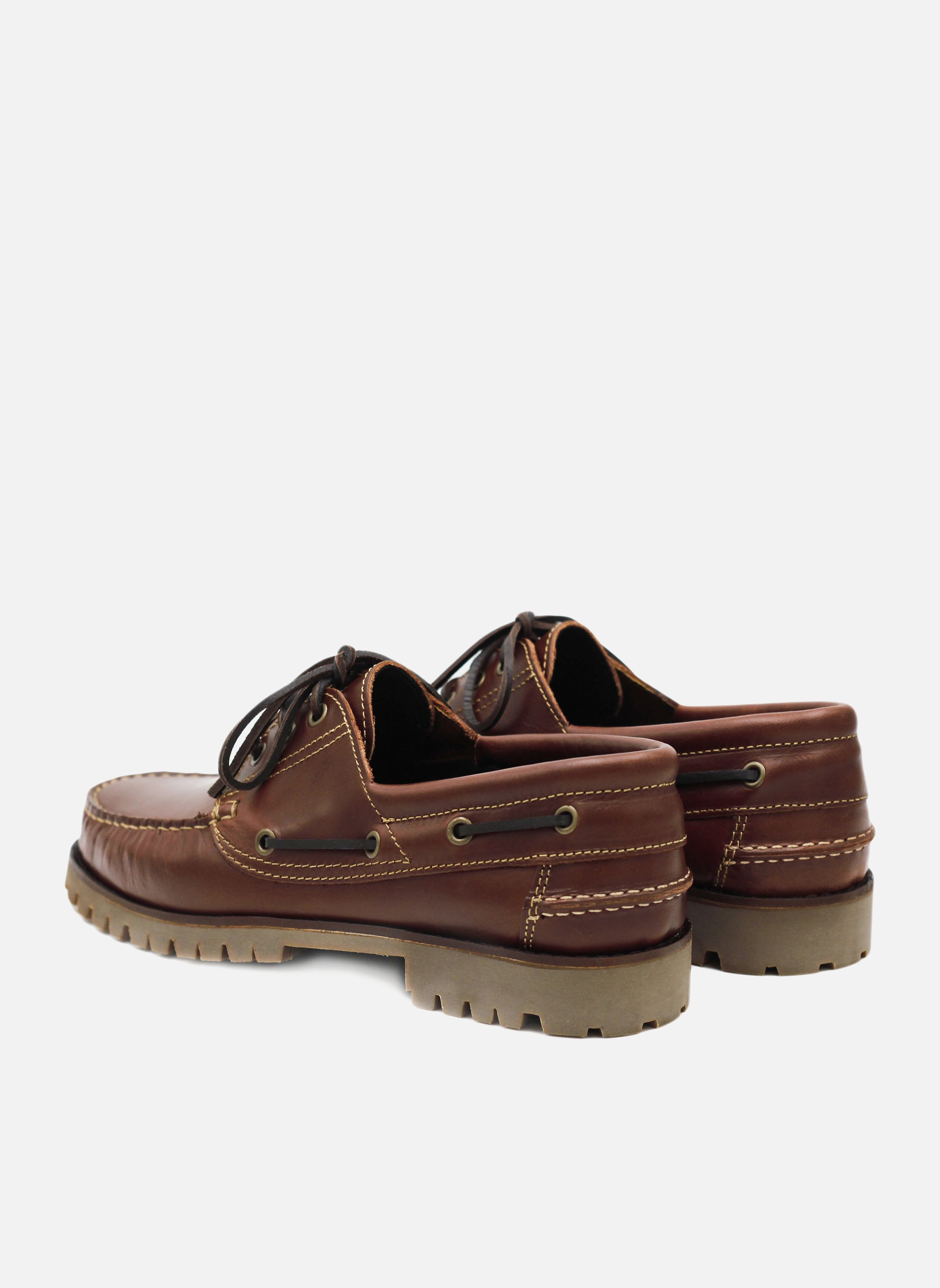 Leather deck shoes with lugs JULES & JENN Brown