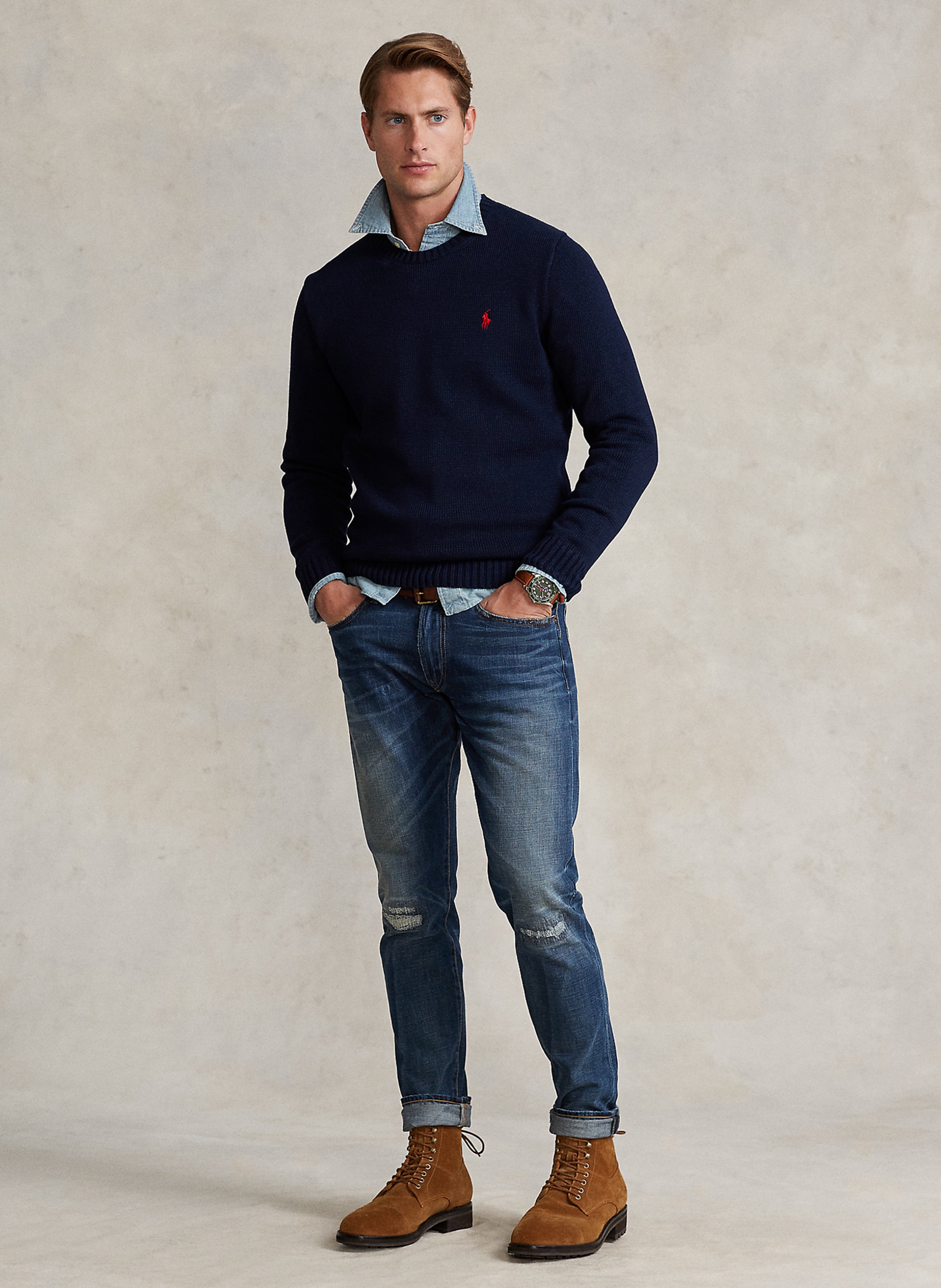 Round-neck cotton sweater POLO RALPH LAUREN Blue