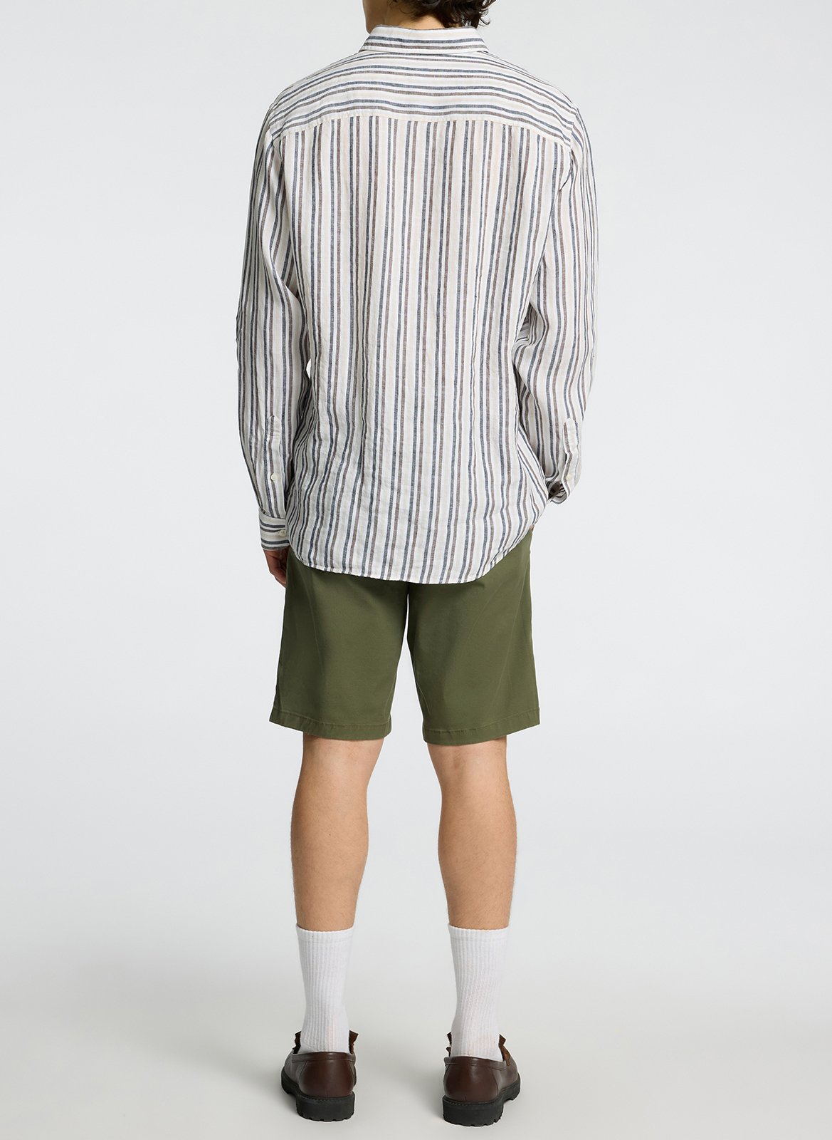 Straight striped linen shirt SELECTED White