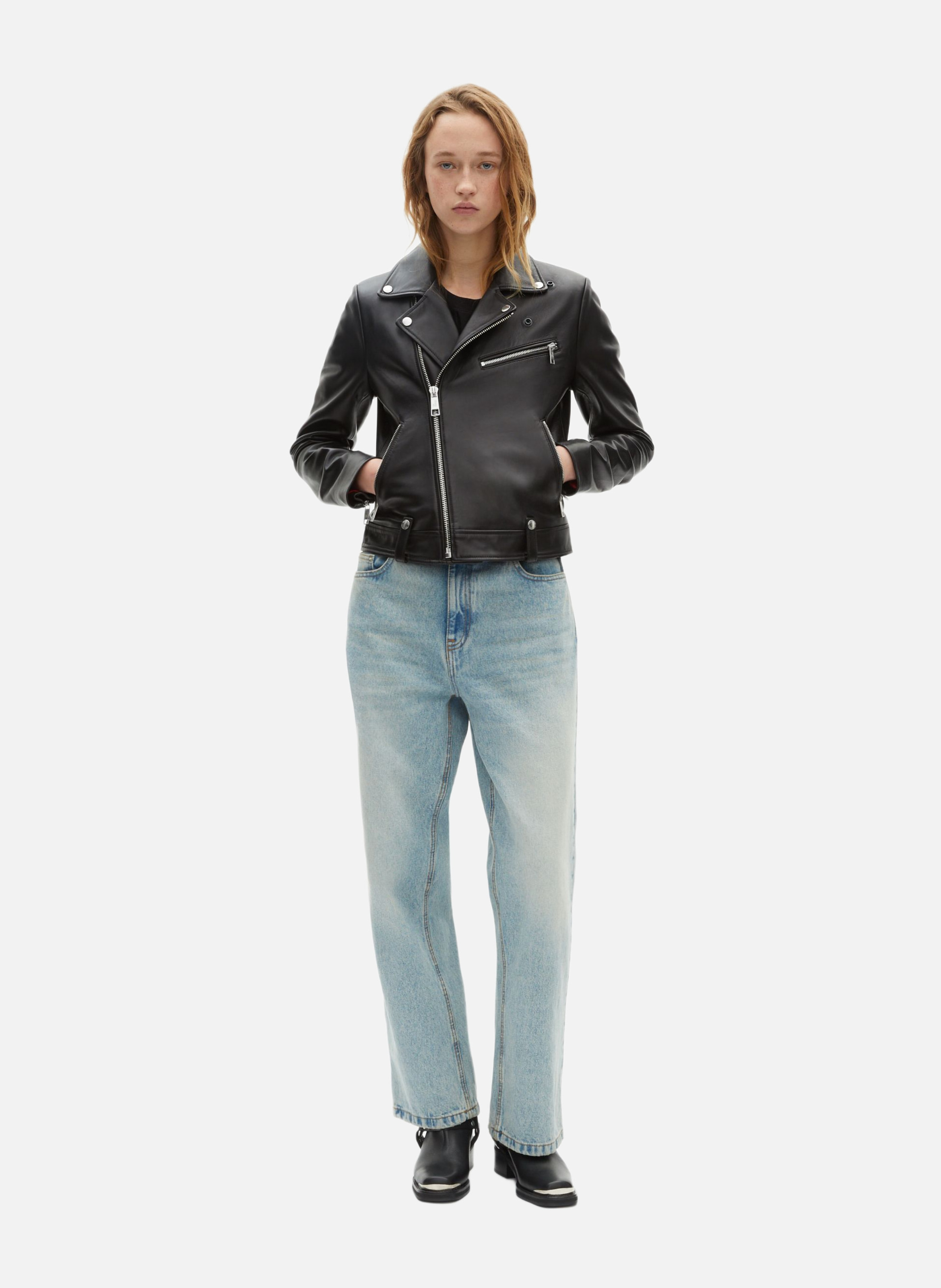 Leather biker jacket THE KOOPLES Black