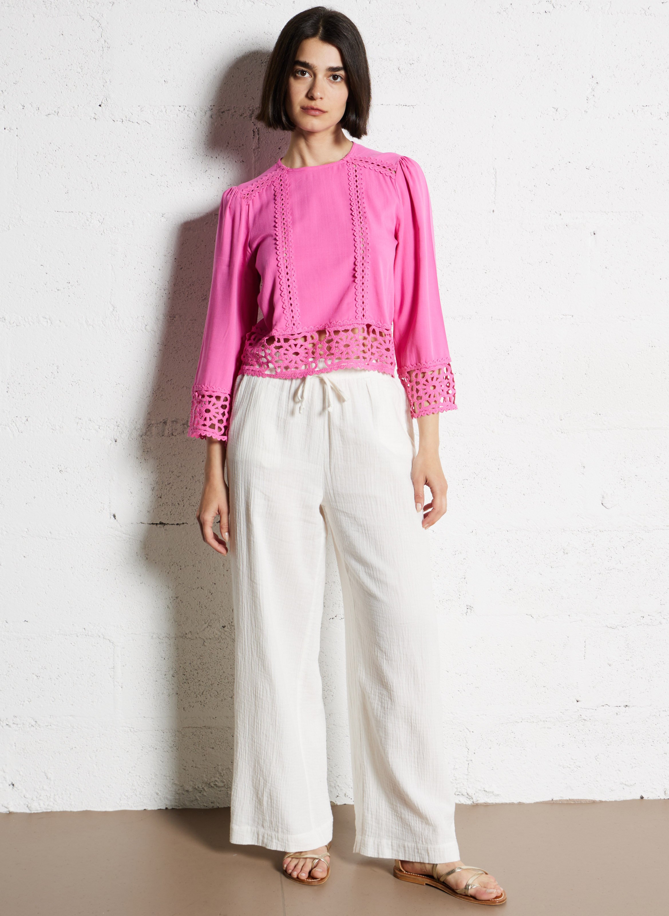 Blouse met ronde hals Roze