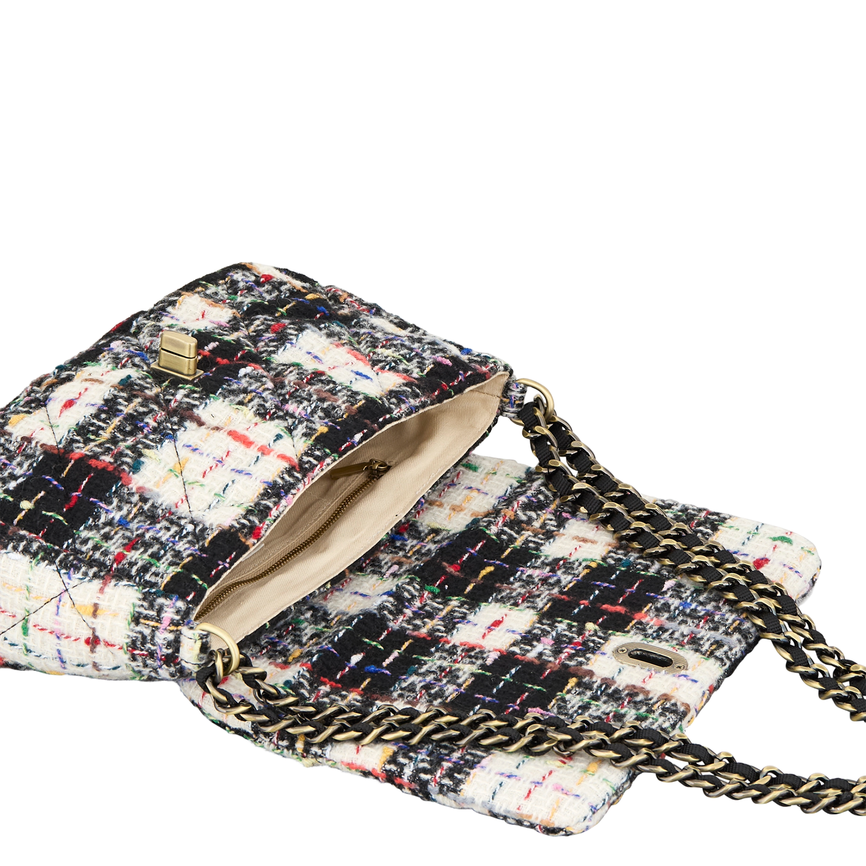 Karierte Umhängetasche aus Viskose-Mix BECKSONDERGAARD Schwarz