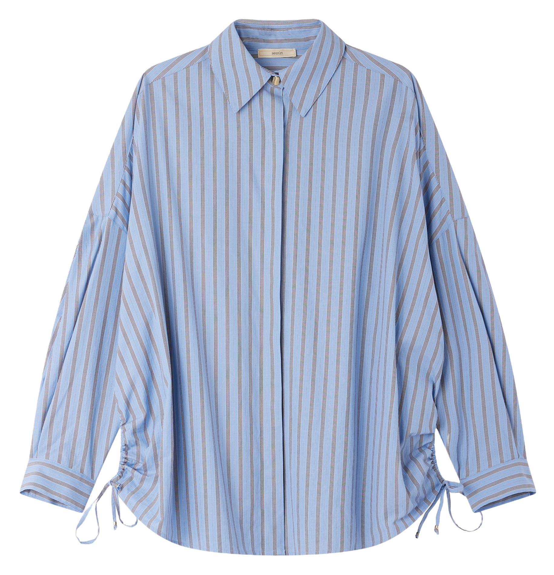 Chemise col classique rayée en coton SESSUN Bleu