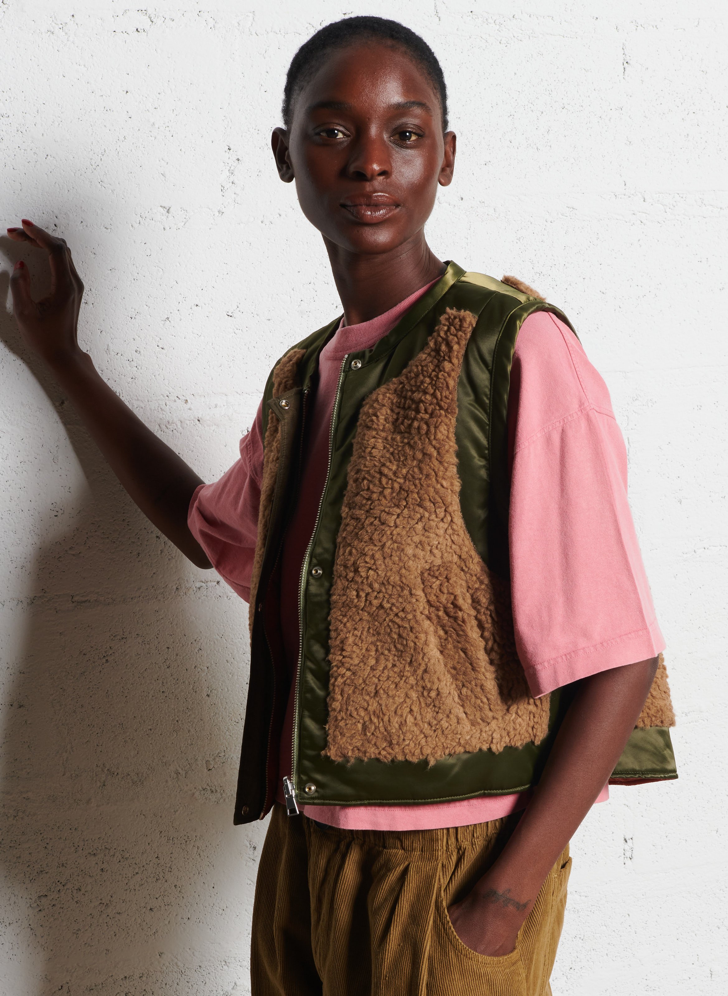 Jas met ronde hals en twee materialen BELLEROSE Grijs