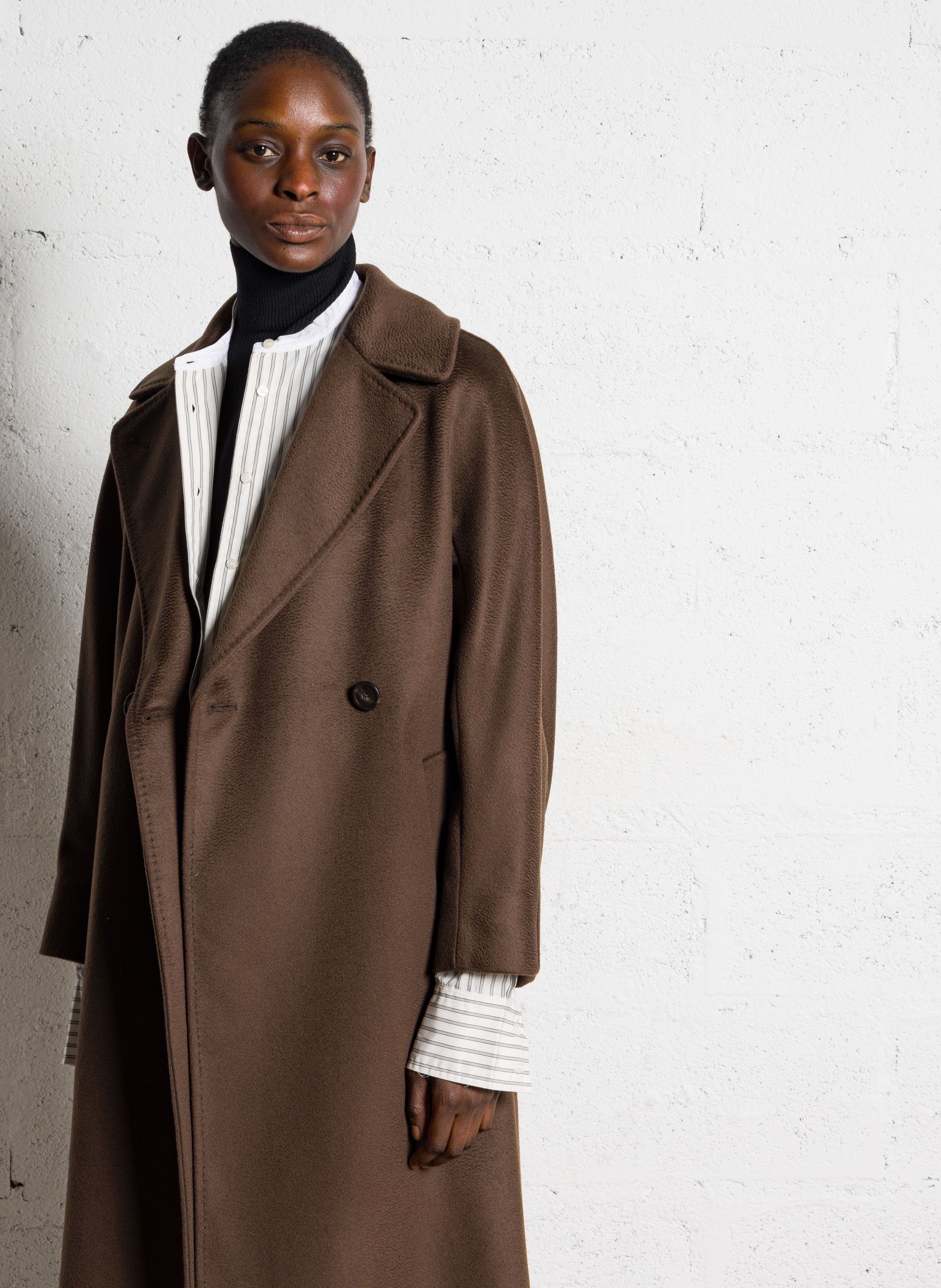 Manteau col tailleur en laine MAX MARA WEEK END Marron