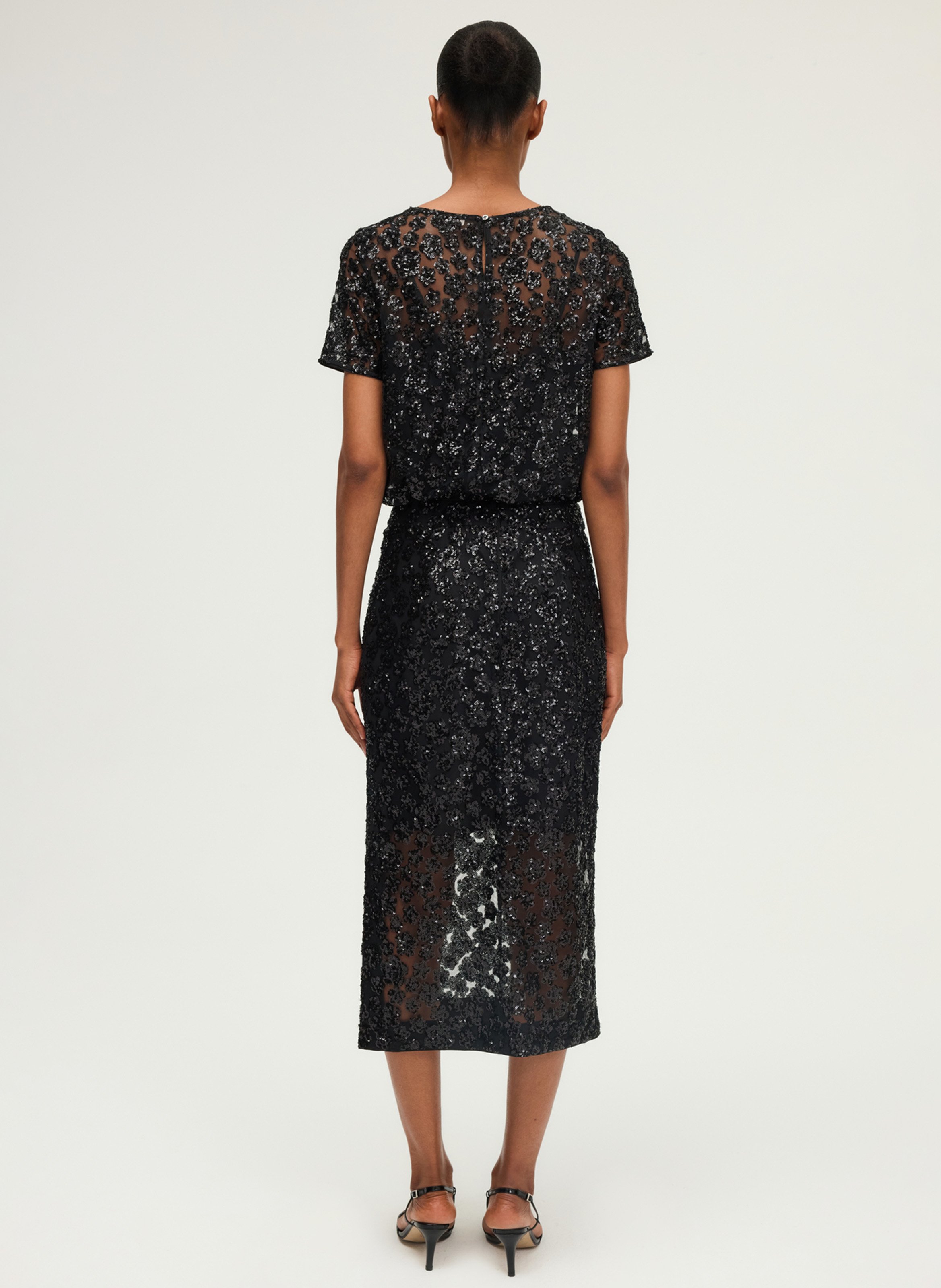 Midi rok met pailletten PABLO Zwart