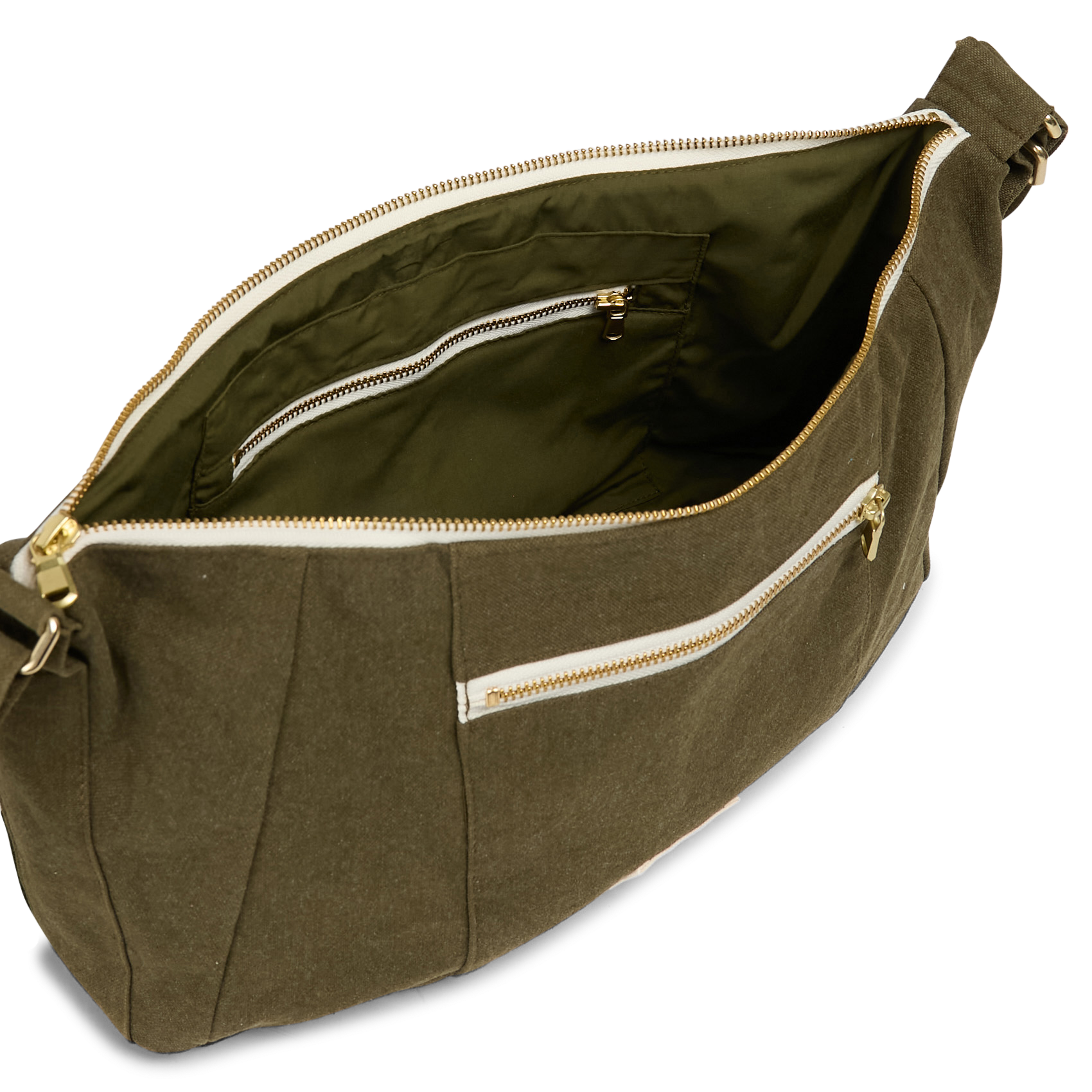 Plain shoulder bag in blended cotton RIVEDROITE PARIS Khaki