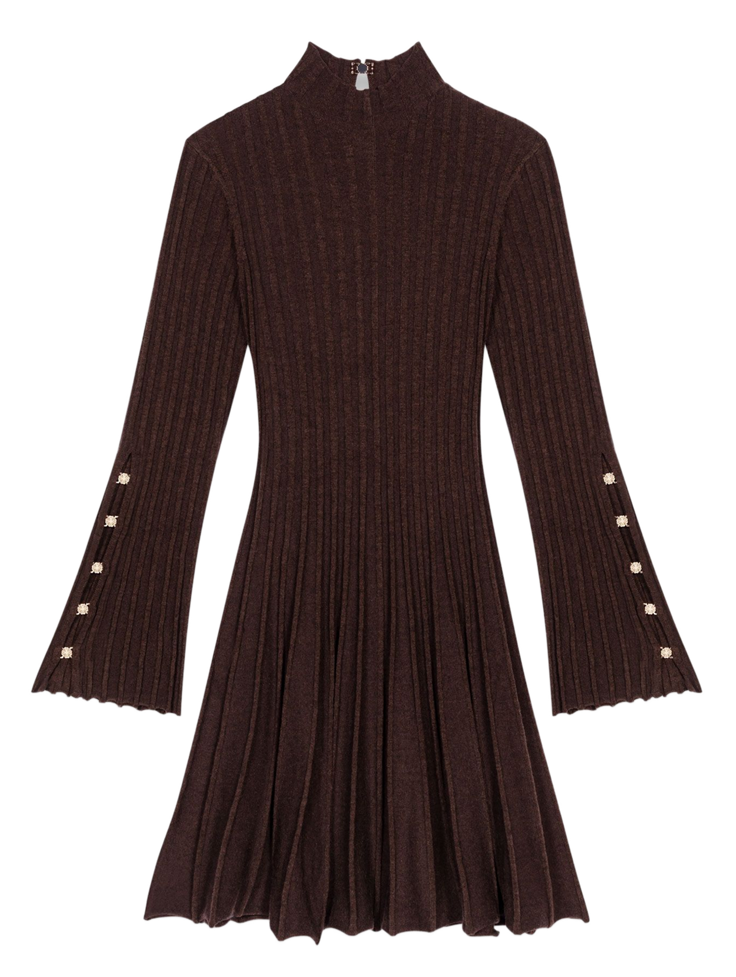Robe courte col roulé  MAJE Marron