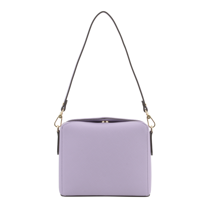 Shoulder bag - coated canvas trimmed with cowhide leather POURCHET Purple