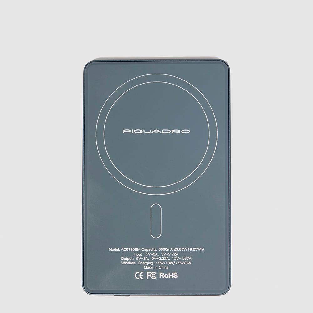 Ultra-thin 5000mAh MagSafe external battery with USB Type-C cable PIQUADRO Grey