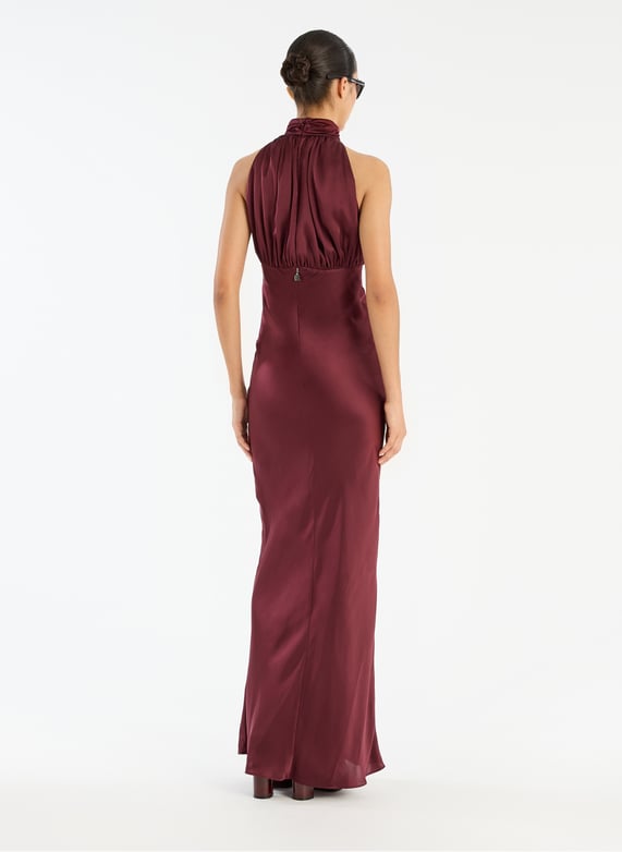 Long silk dress with high neck Brown Rotate - Women | Place des Tendances Long silk dress with high neck Brown Rotate - Women | Place des Tendances
