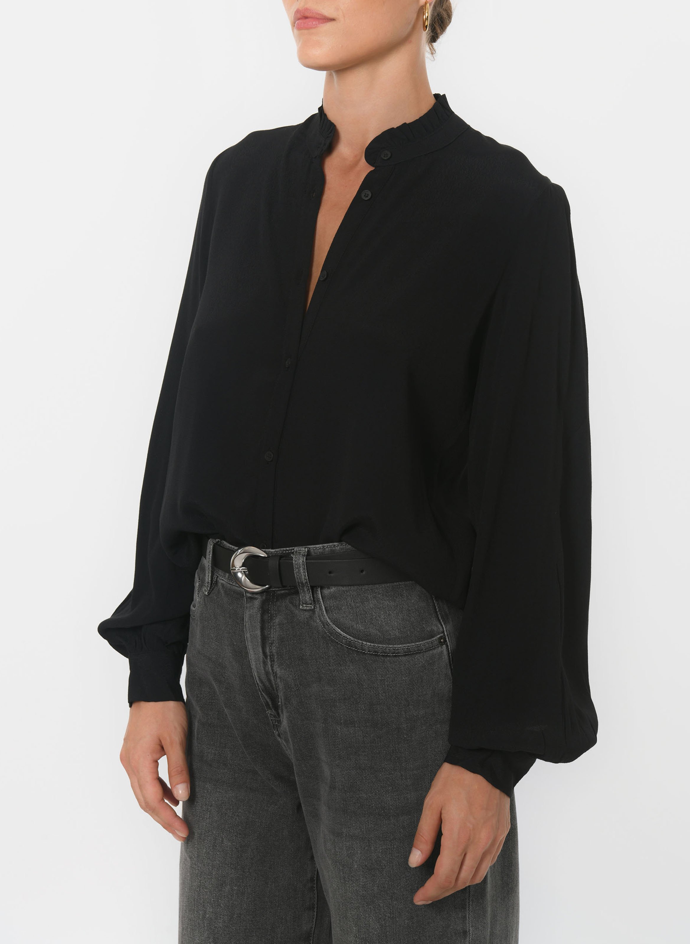 Shirt with ruffled collar KOOKAI Black