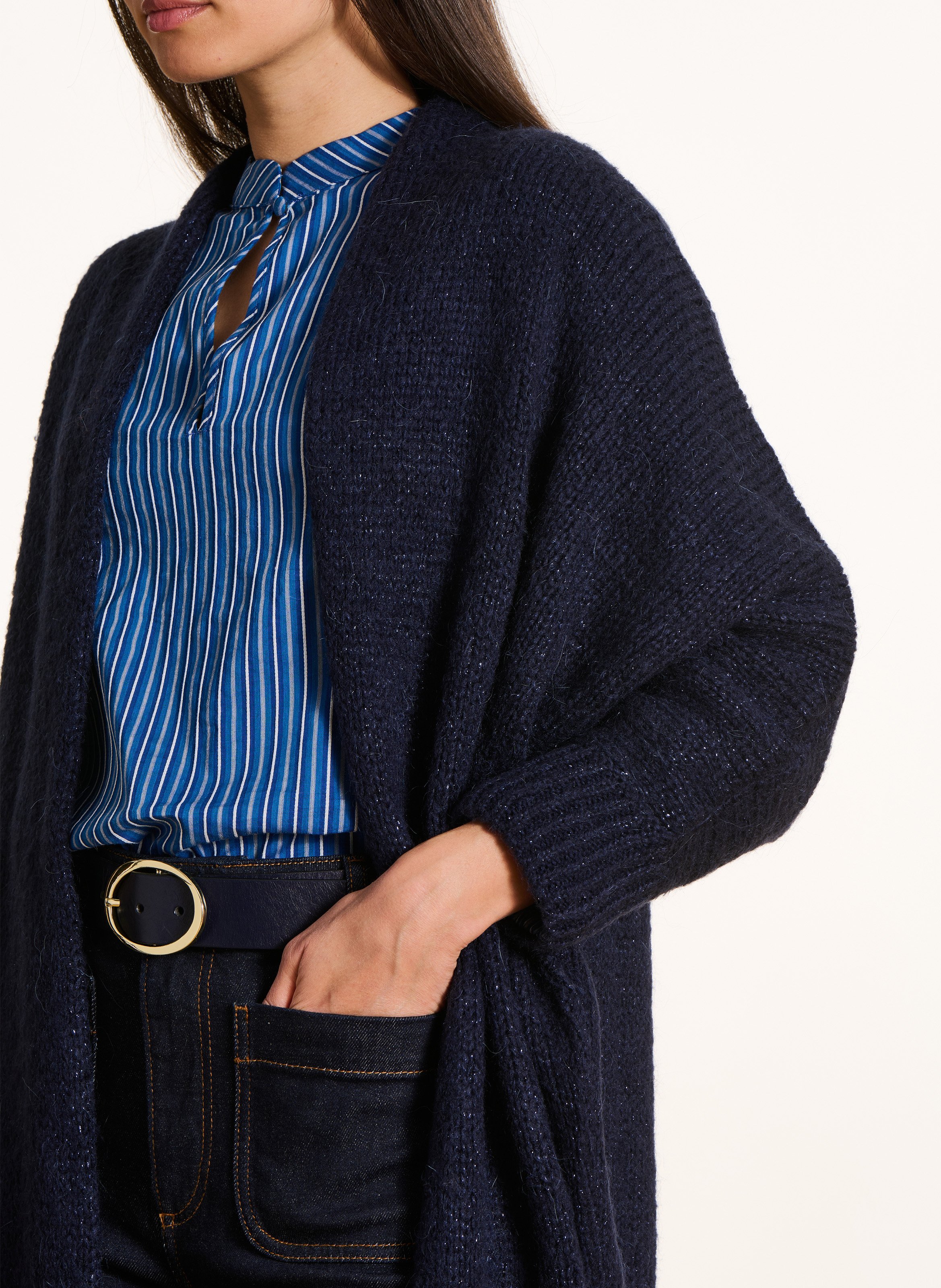 Gilet ample en maille LA FEE MARABOUTEE Bleu