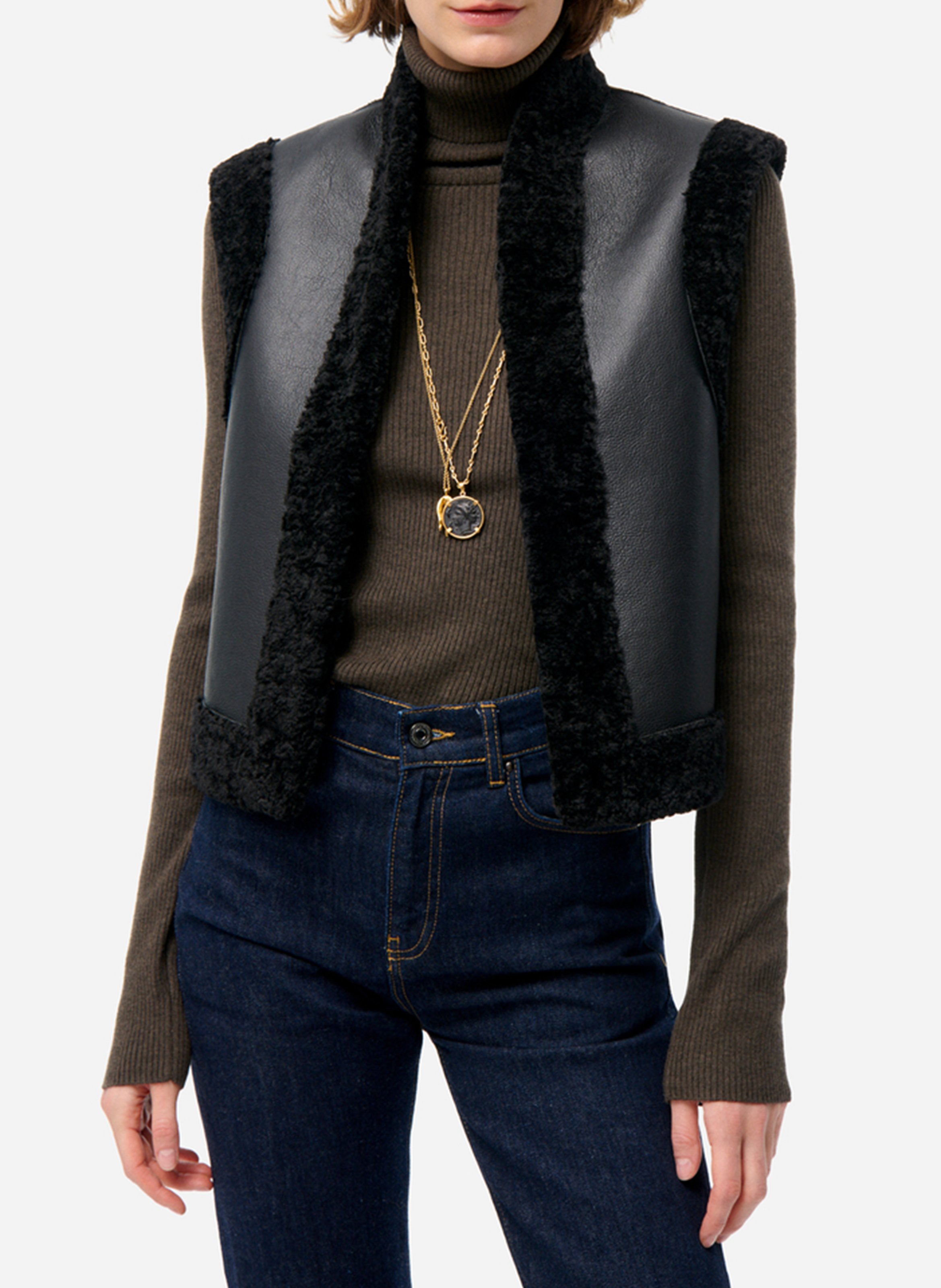 Mouwloos recht vest VANESSA BRUNO Zwart