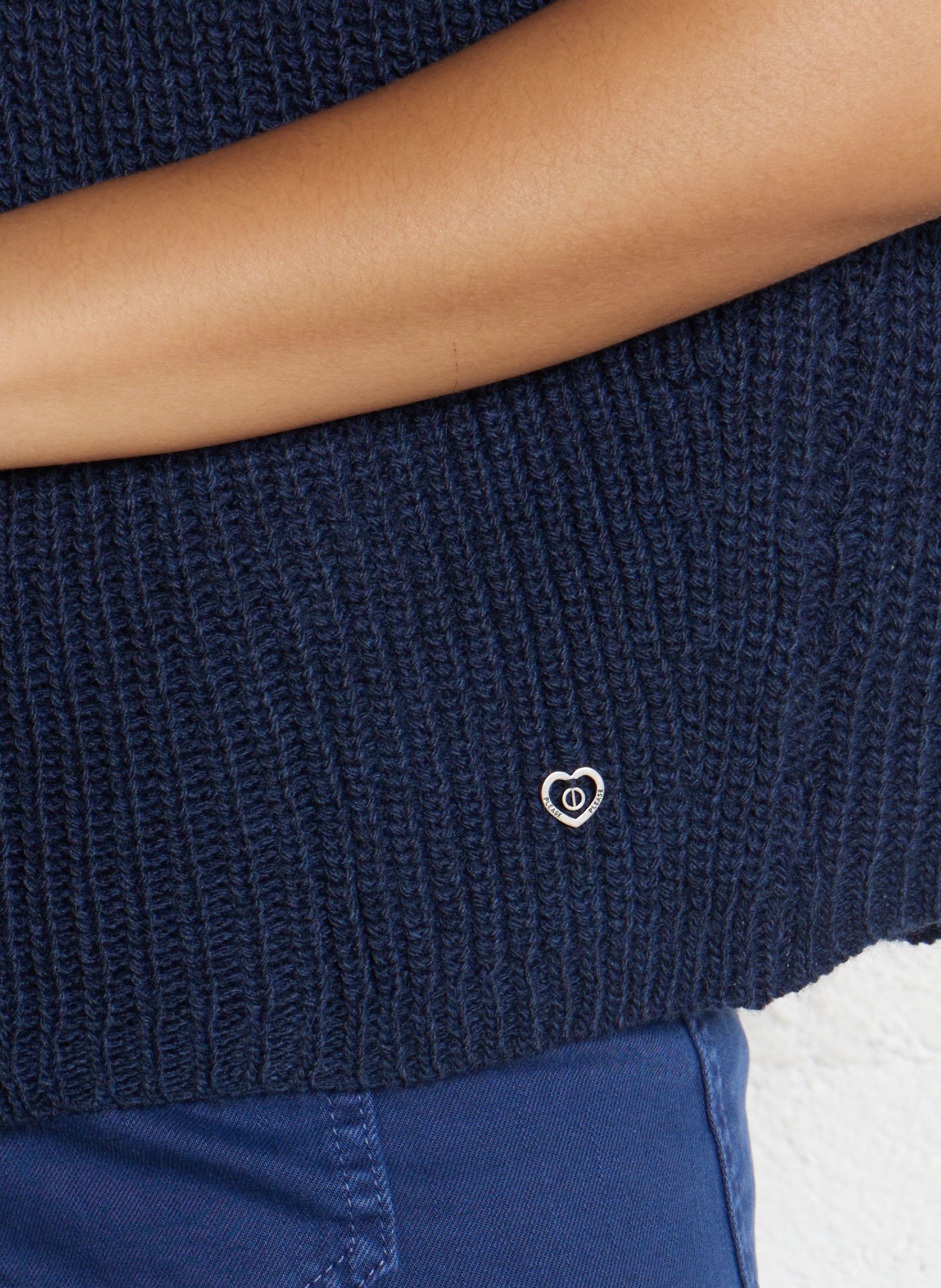 Pull oversize col roulé PLEASE Bleu