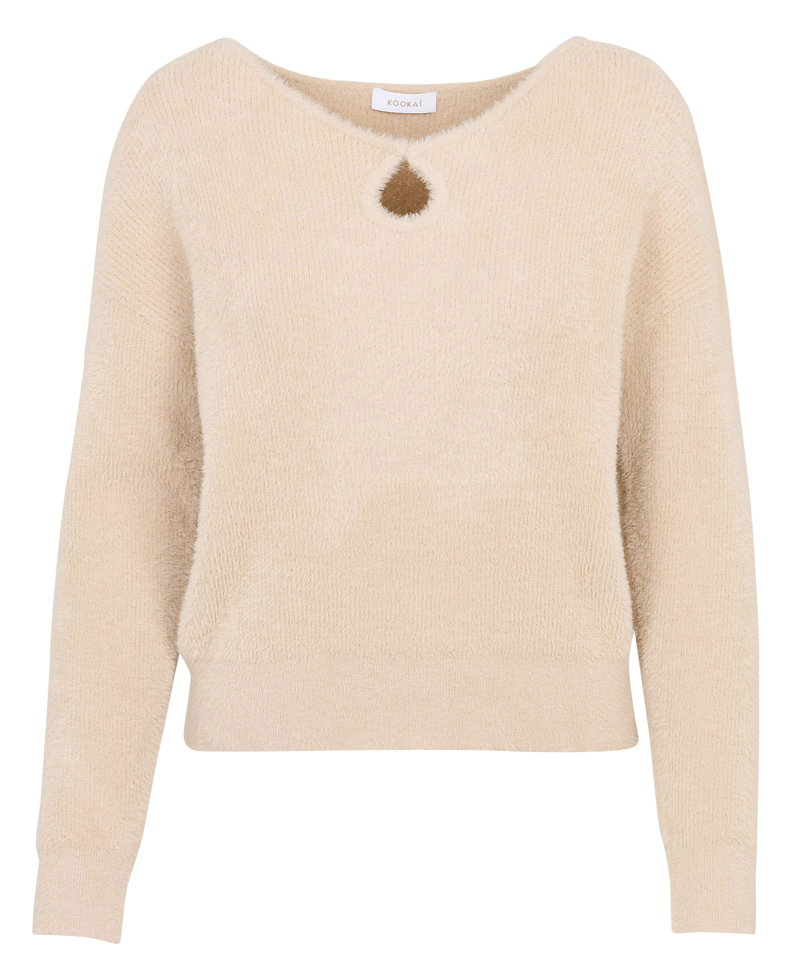 Gerade geschnittener Rundhalspullover aus flauschigem Strick KOOKAI Beige