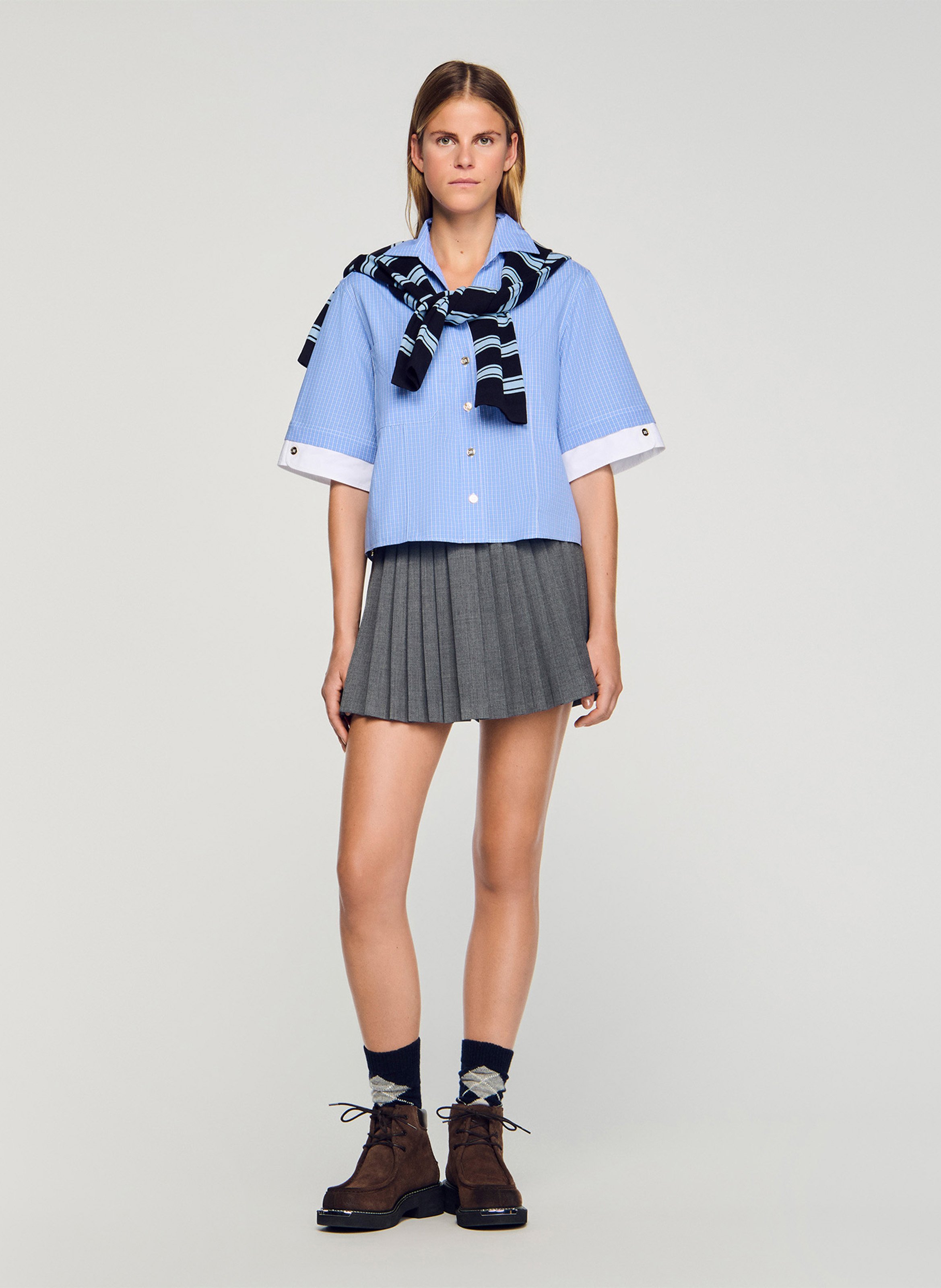 Chemise col classique coton SANDRO Bleu