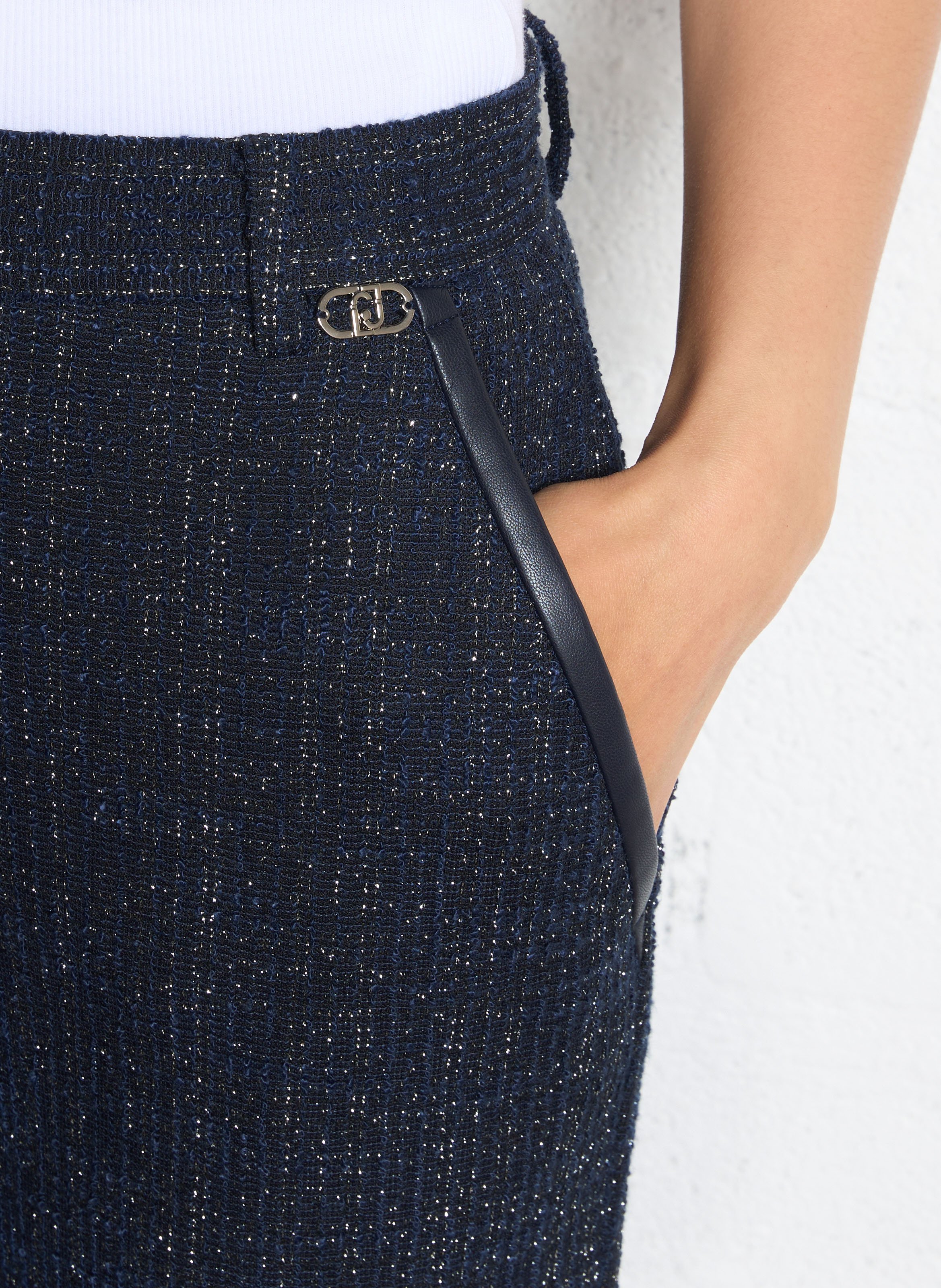 Pantalon droit en tweed LIU JO Bleu