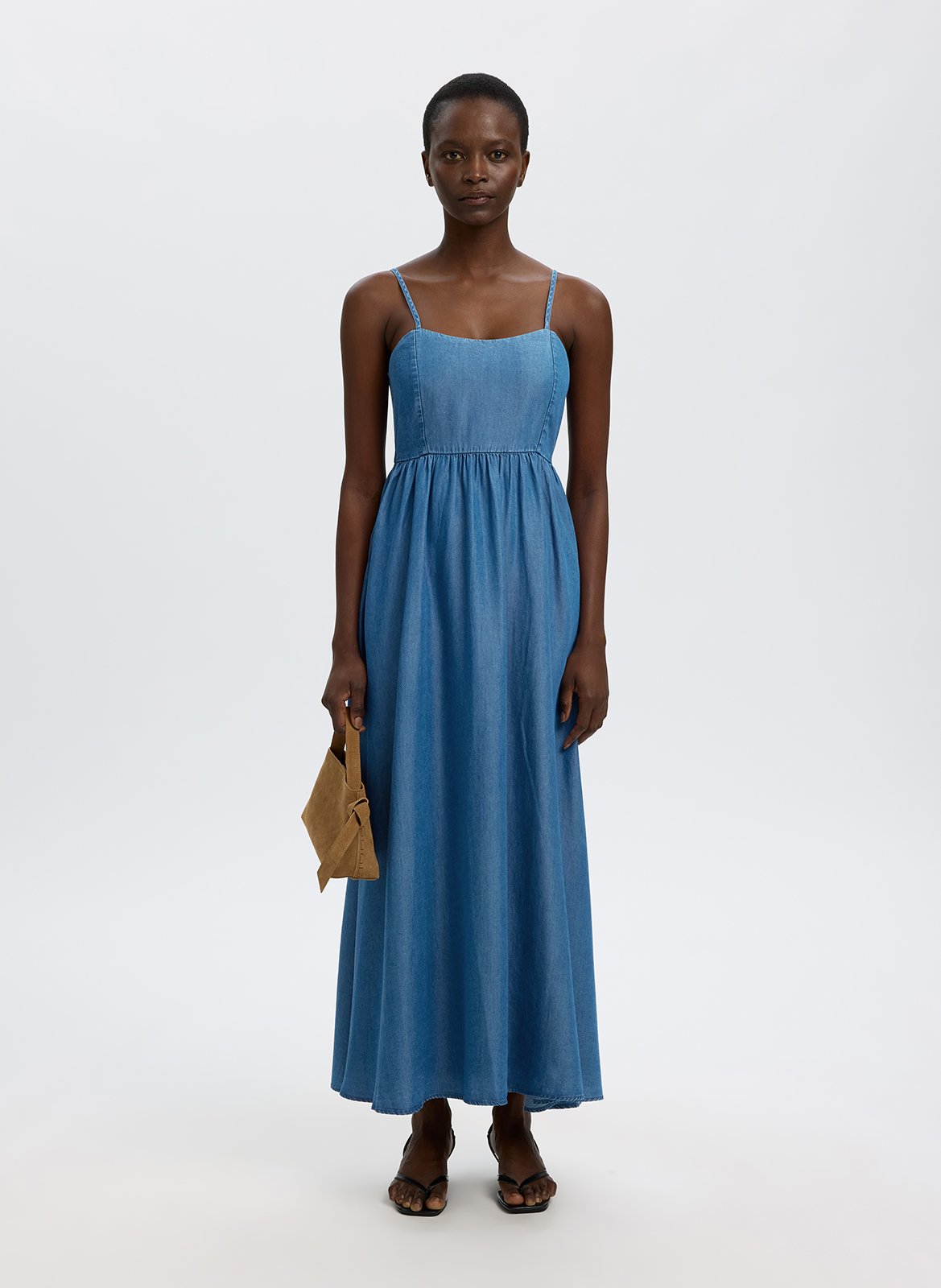 Lange jurk met ronde hals SELECTED Blue