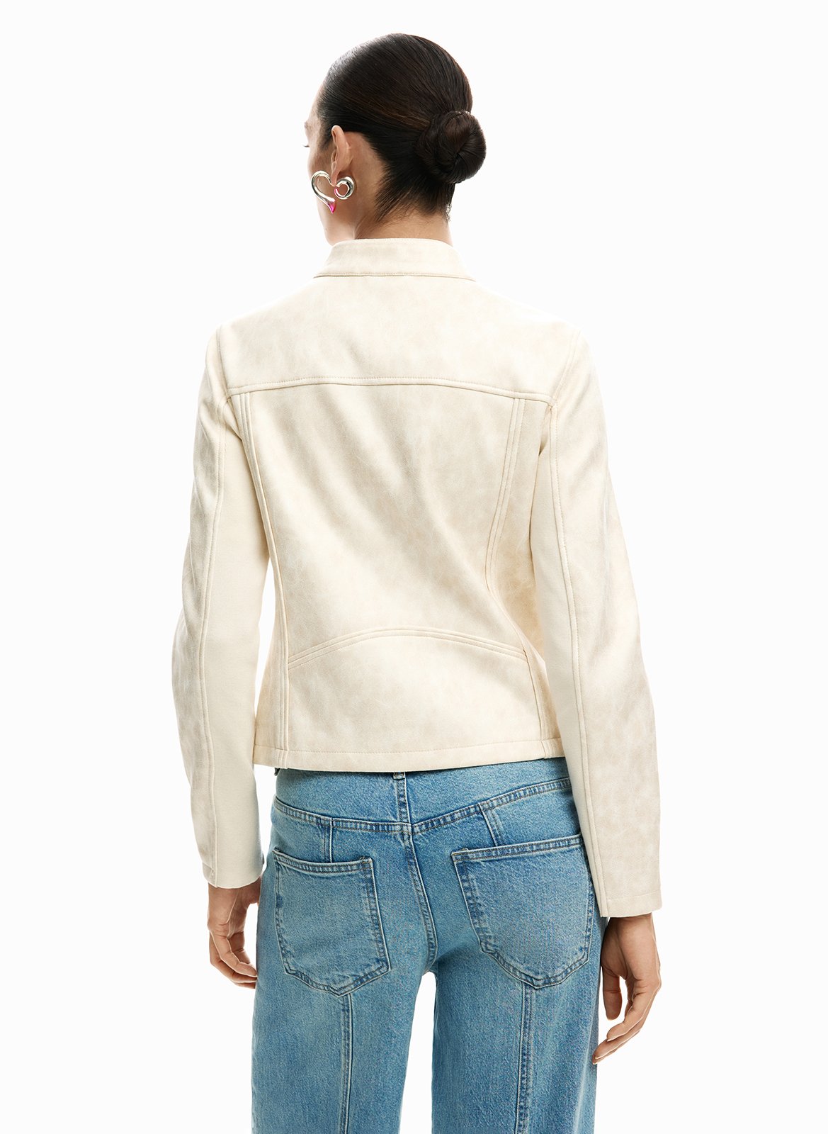 Jacke mit Reißverschluss und Taschen, einfarbig DESIGUAL Weiss