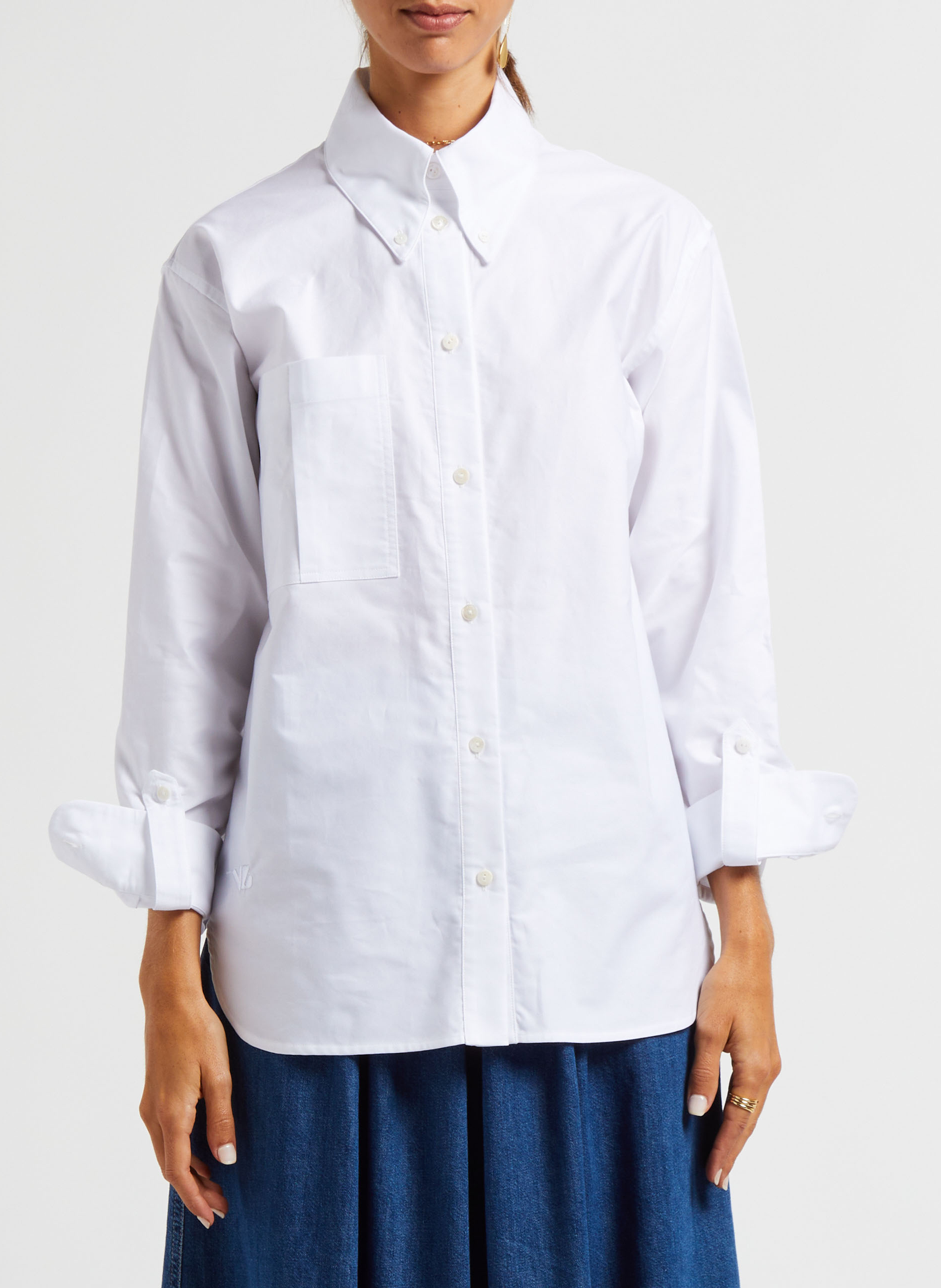 Chemise col classique oversize en coton  VALENTINE GAUTHIER Blanc