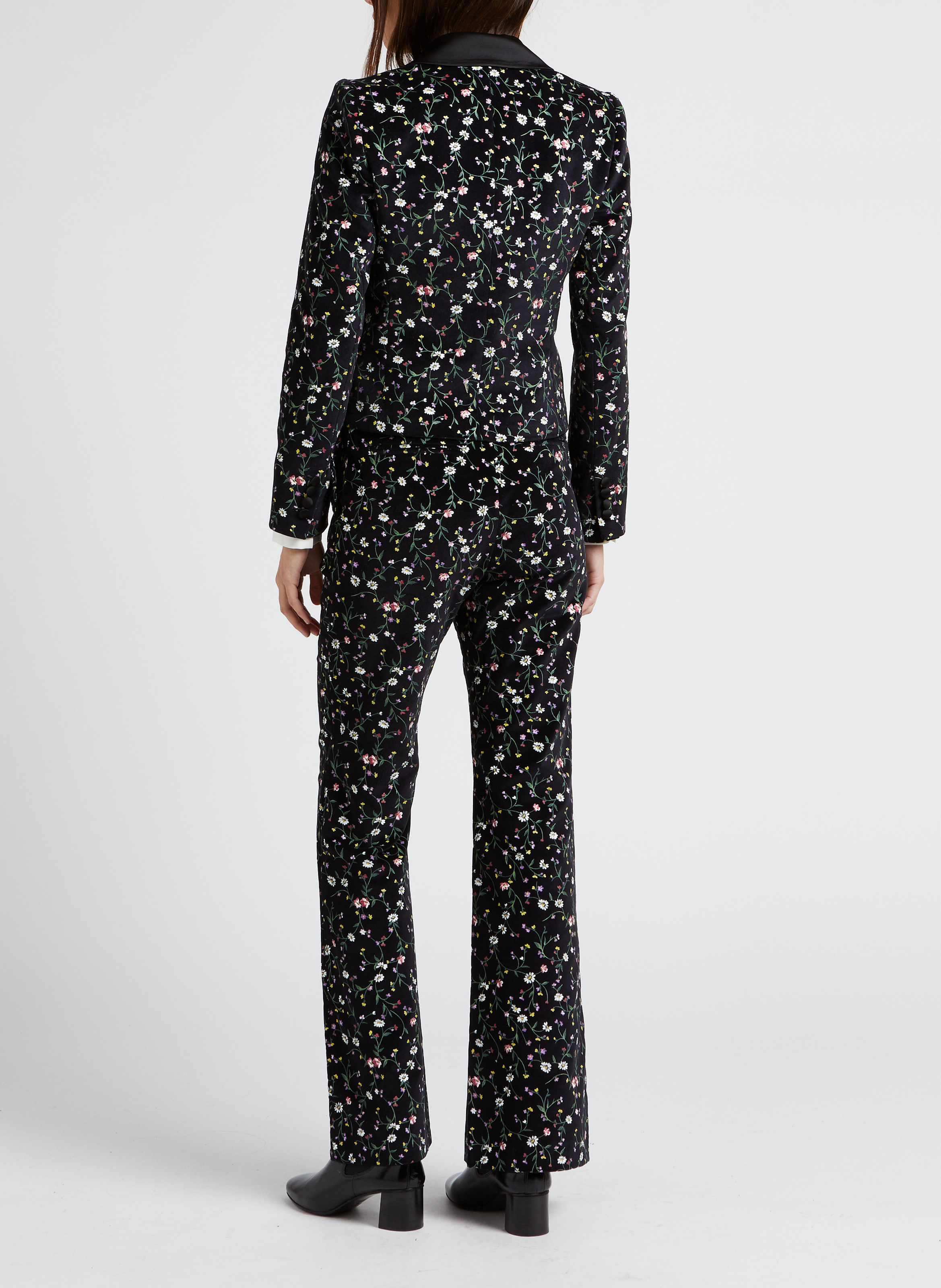 Short fitted print cotton jacket with shawl collar PAUL AND JOE Black