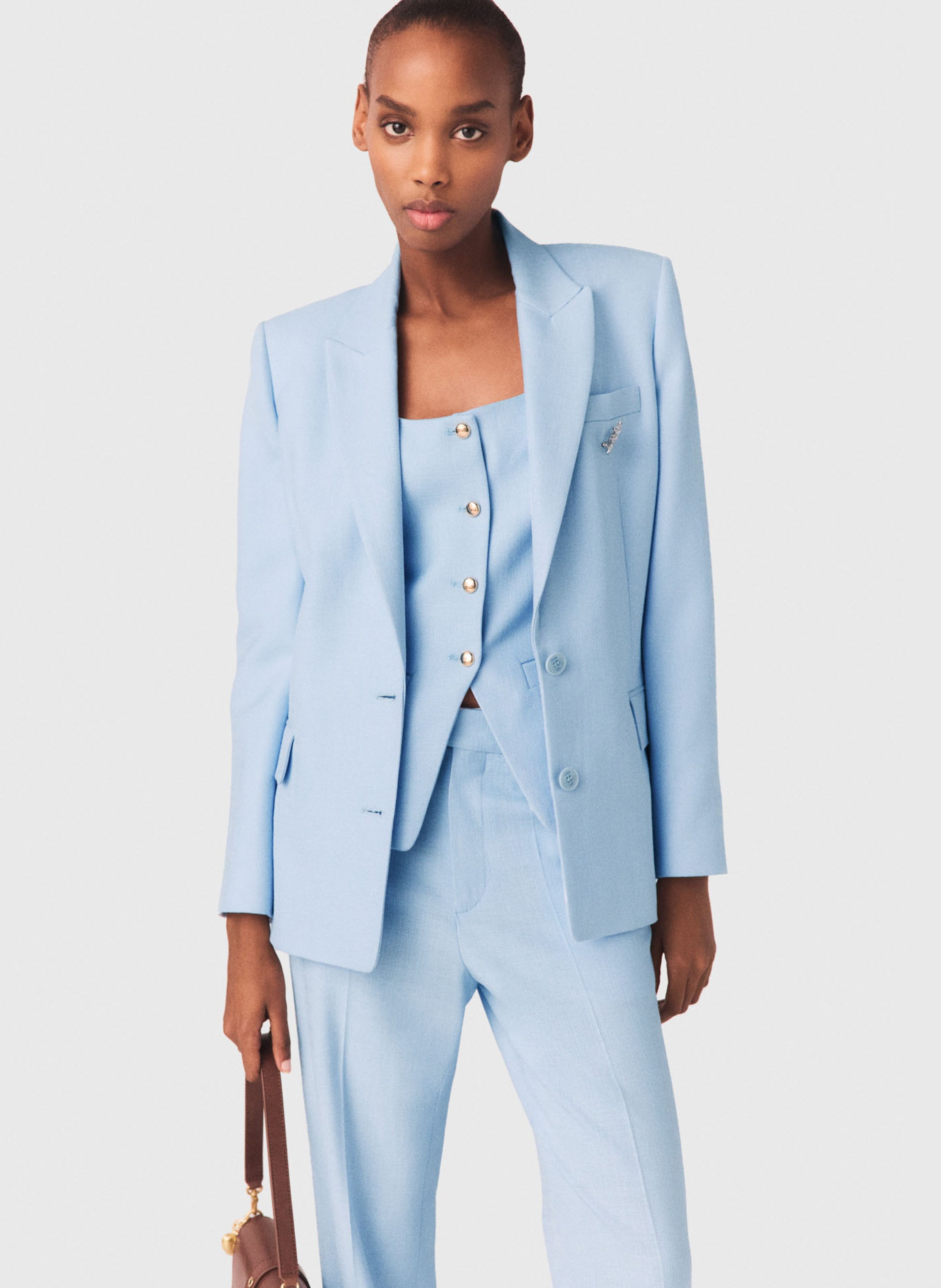 Solid straight blazer MAJE Blue