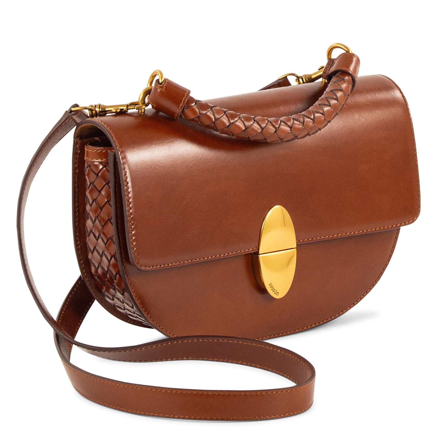 Sac bandoulière en cuir SESSUN Bruin