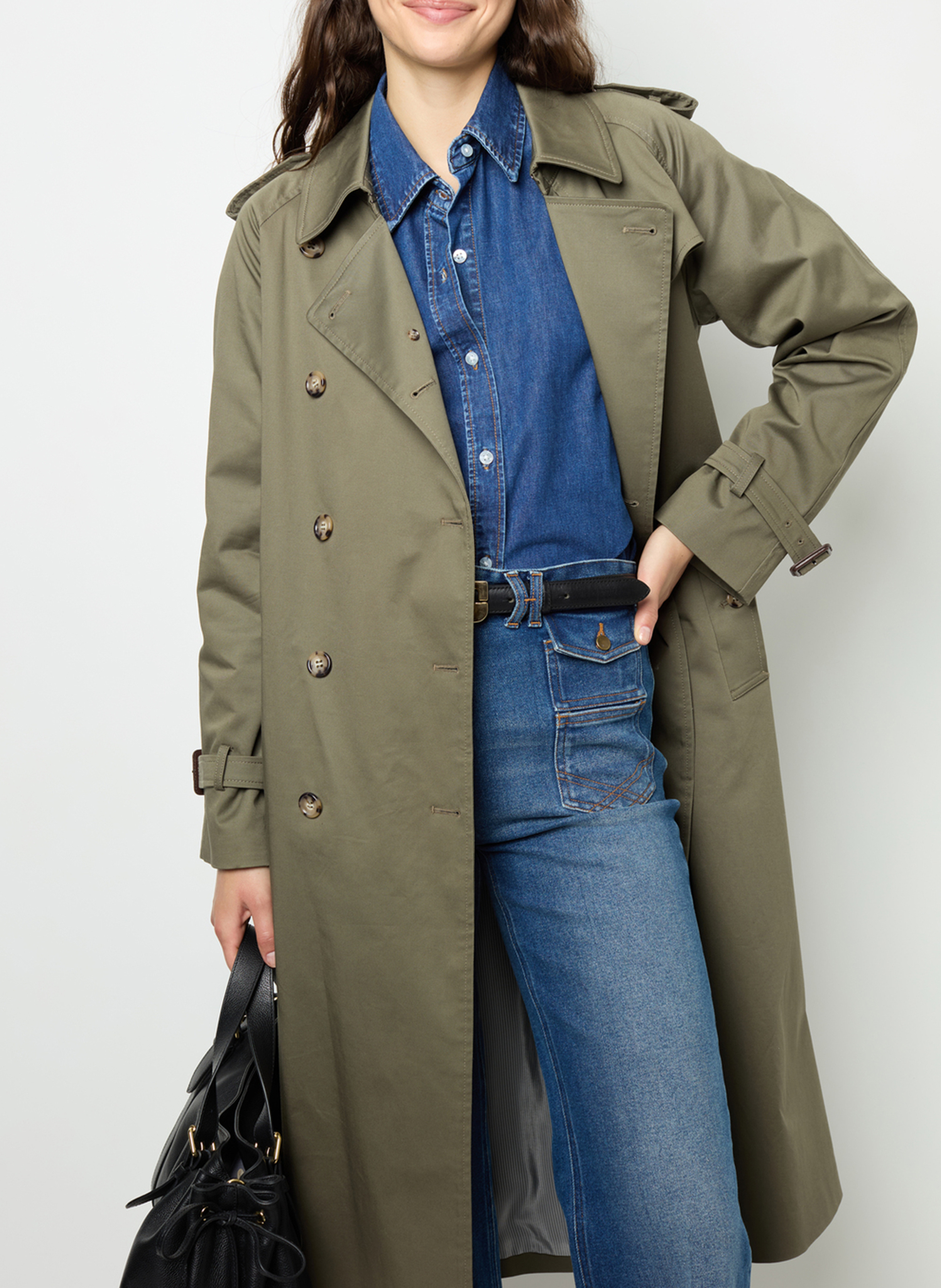 Straight lapel collar trench coat in blended cotton GERARD DAREL Khaki