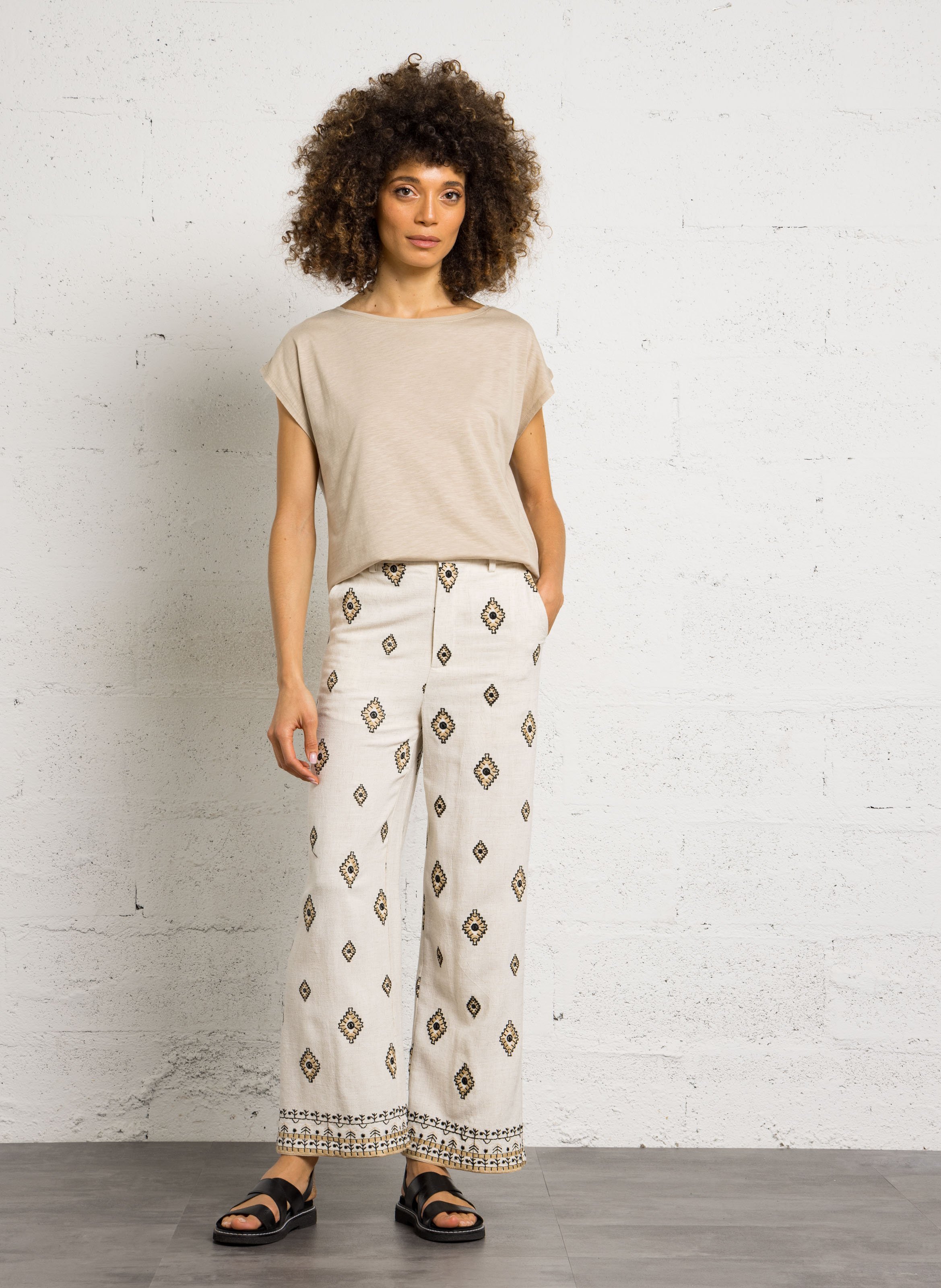 T-shirt oversize en coton mélangé SUD EXPRESS Beige