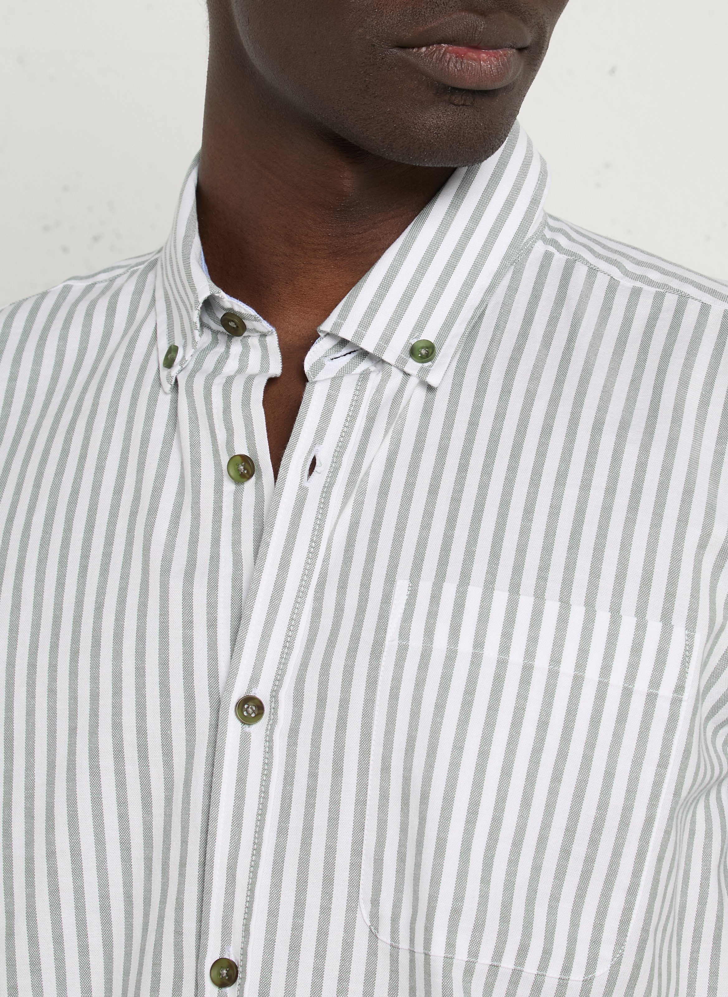 Gerade geschnittene gestreifte Baumwollbluse mit klassischem Kragen ARMOR LUX Grun
