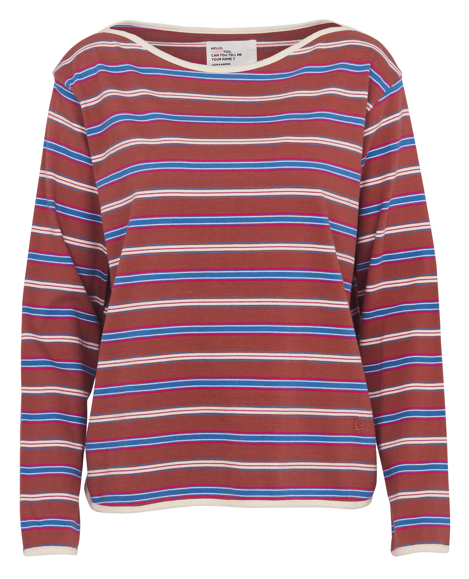 Langärmliges T-Shirt mit U-Boot-Ausschnitt und Streifenmuster LEON & HARPER Braun