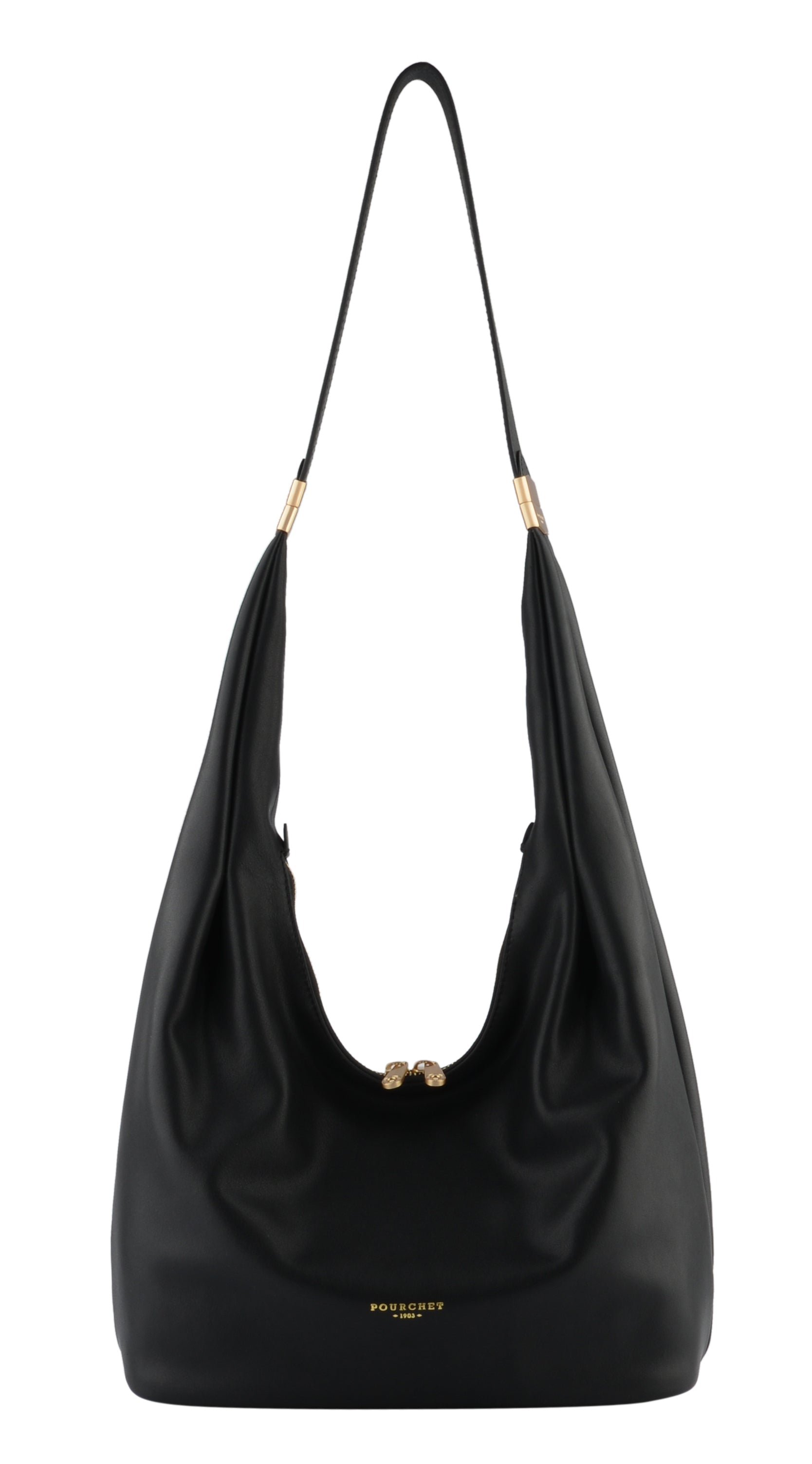 Calfskin leather shoulder bag Black