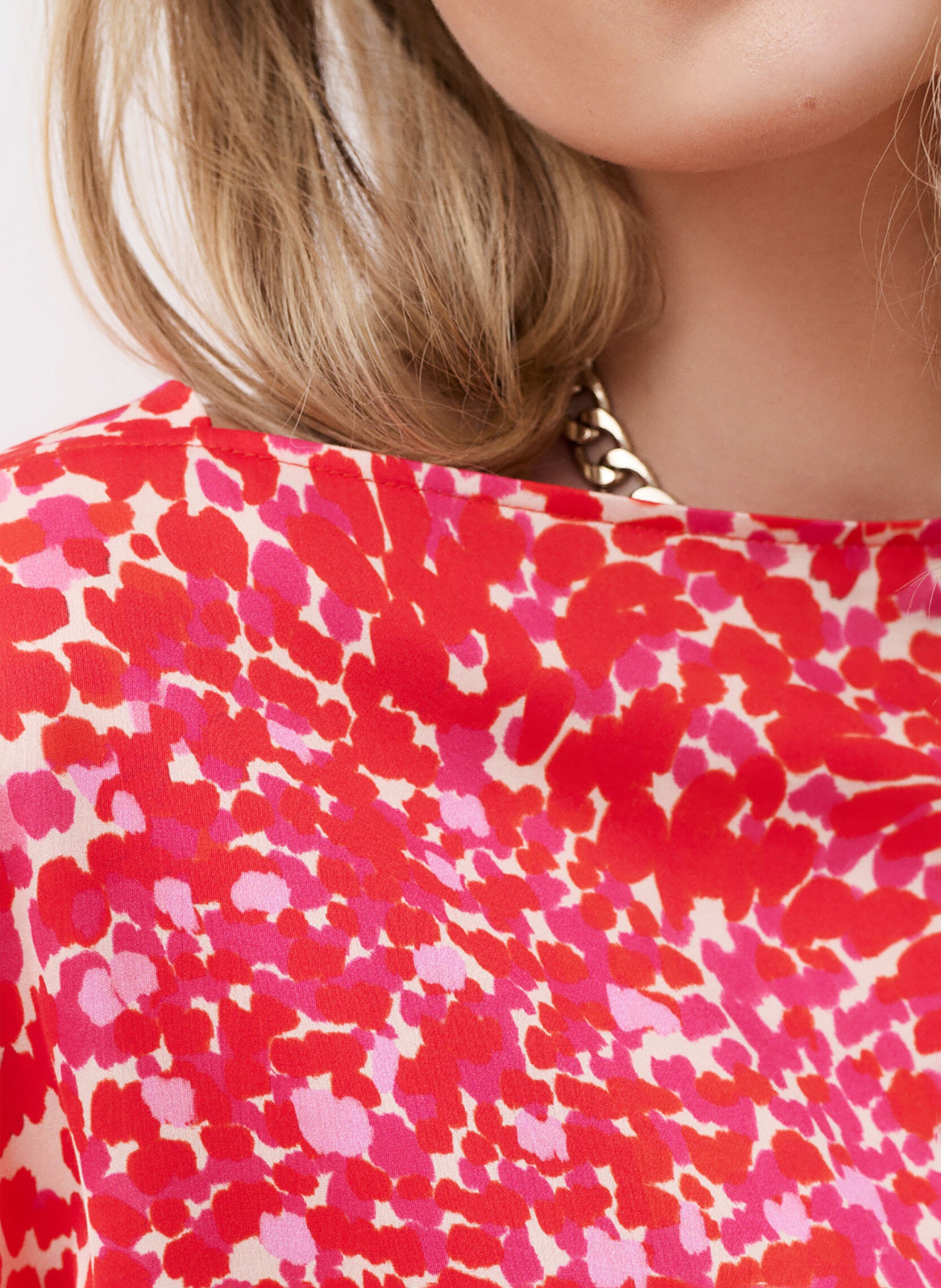 Top droit col bateau imprimé CAROLL Rose