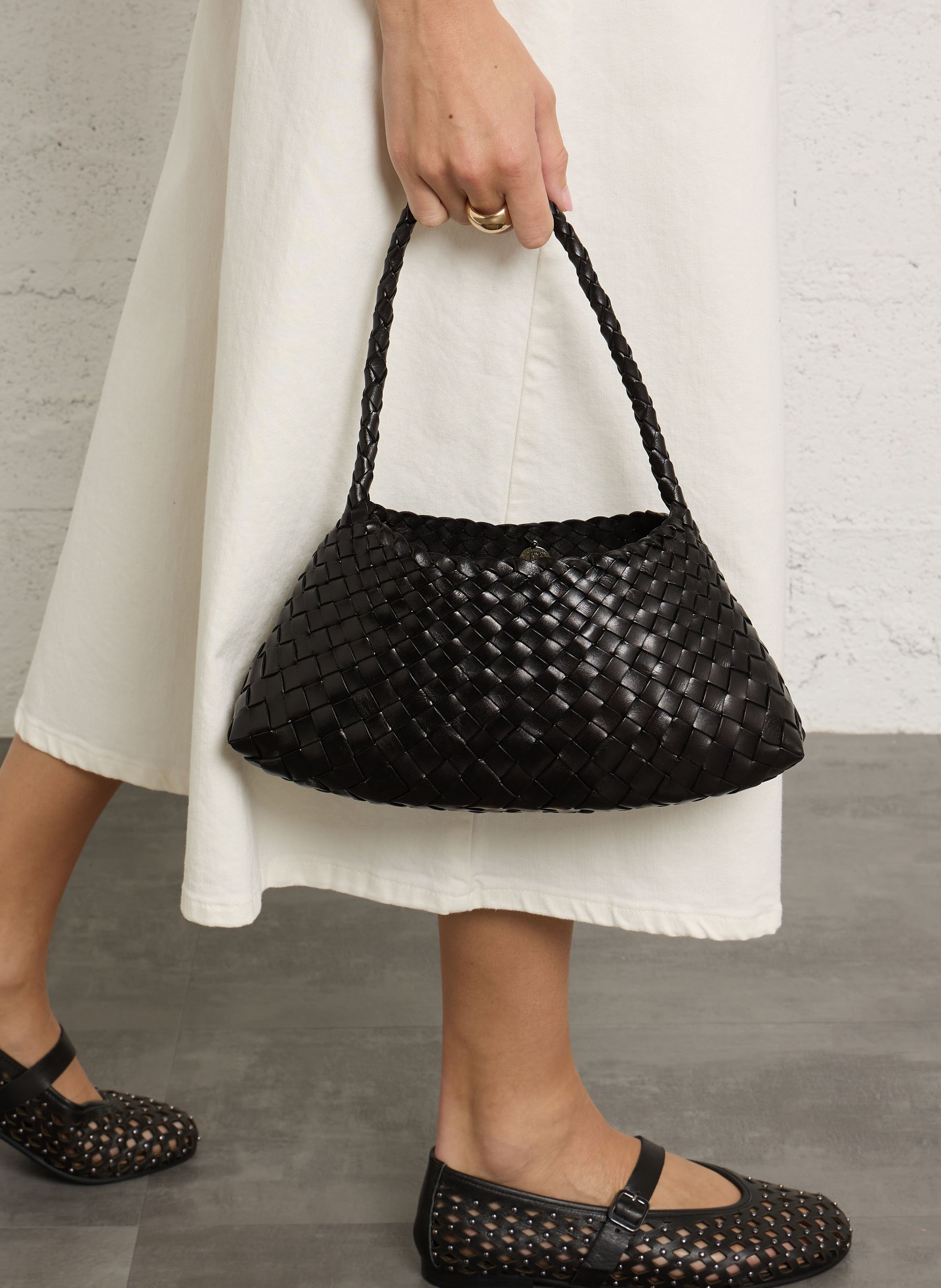 Panier tressé en cuir  DRAGON DIFFUSION Noir