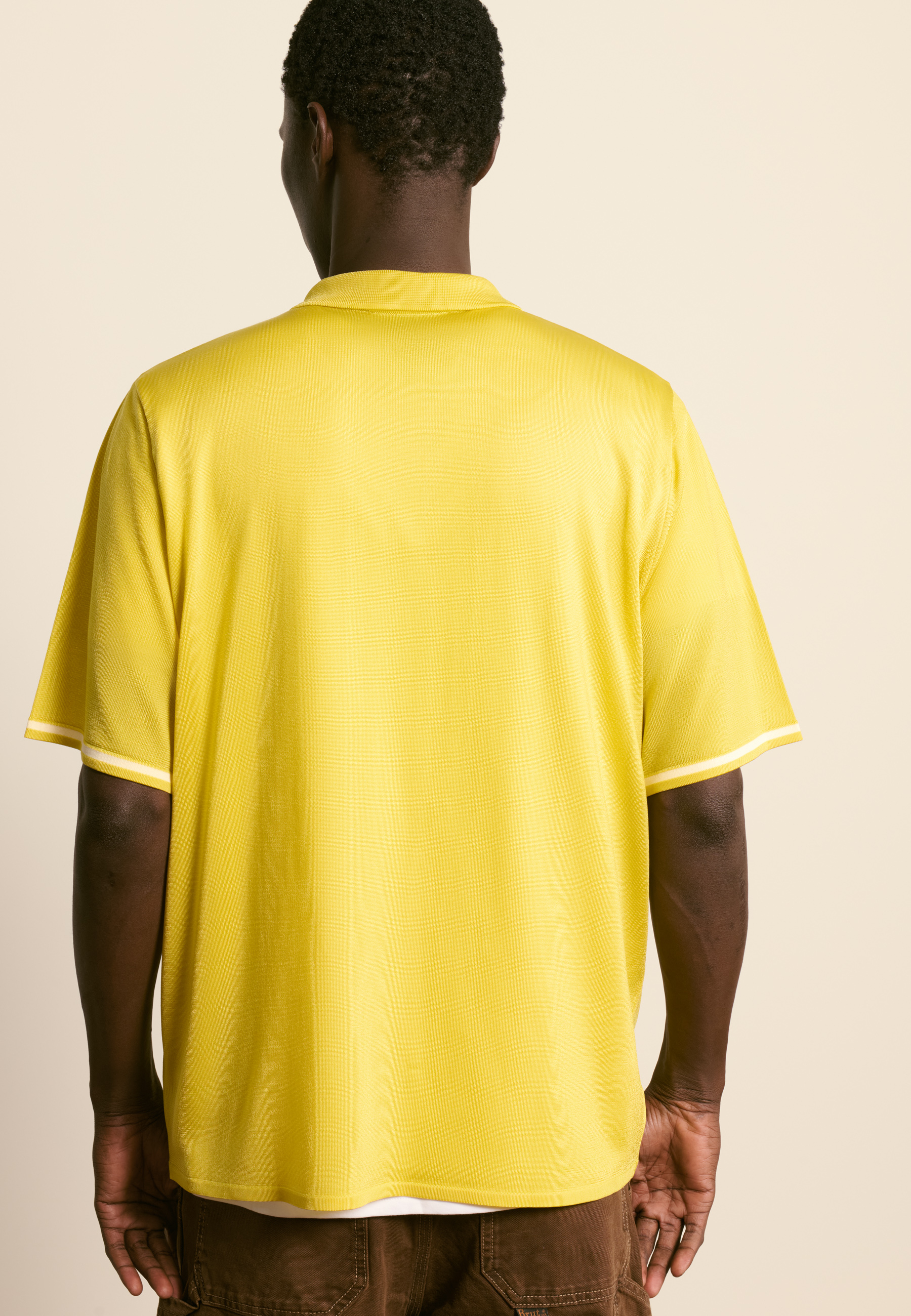 Chemise manches courtes en fil lumière MAISON MONTAGUT Jaune