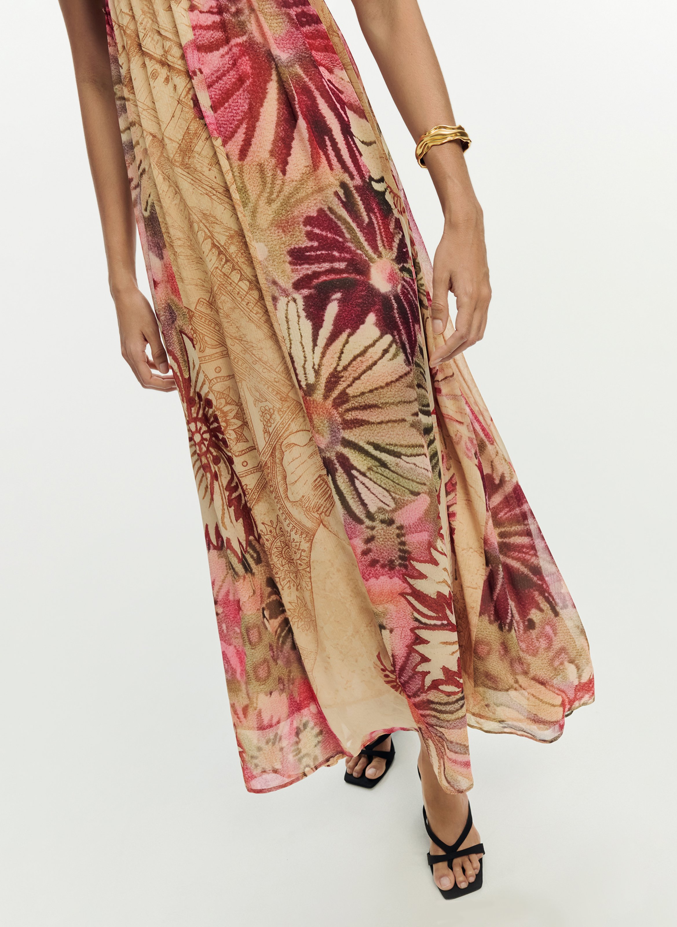 Robe ample imprimée col V DESIGUAL Rouge