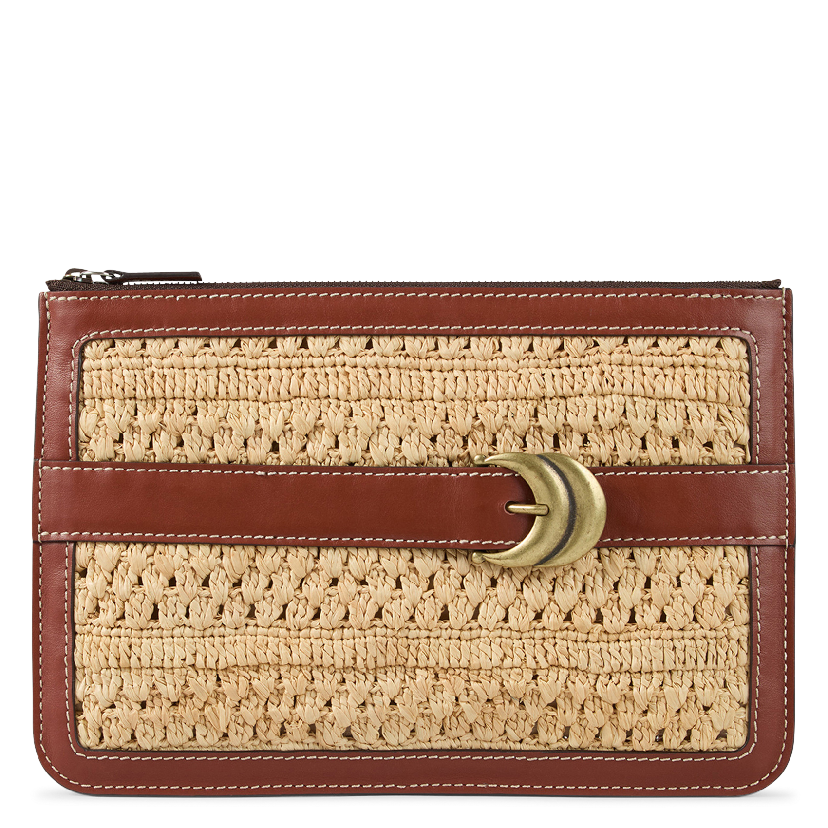 Pochette en raphia BA&SH Marron