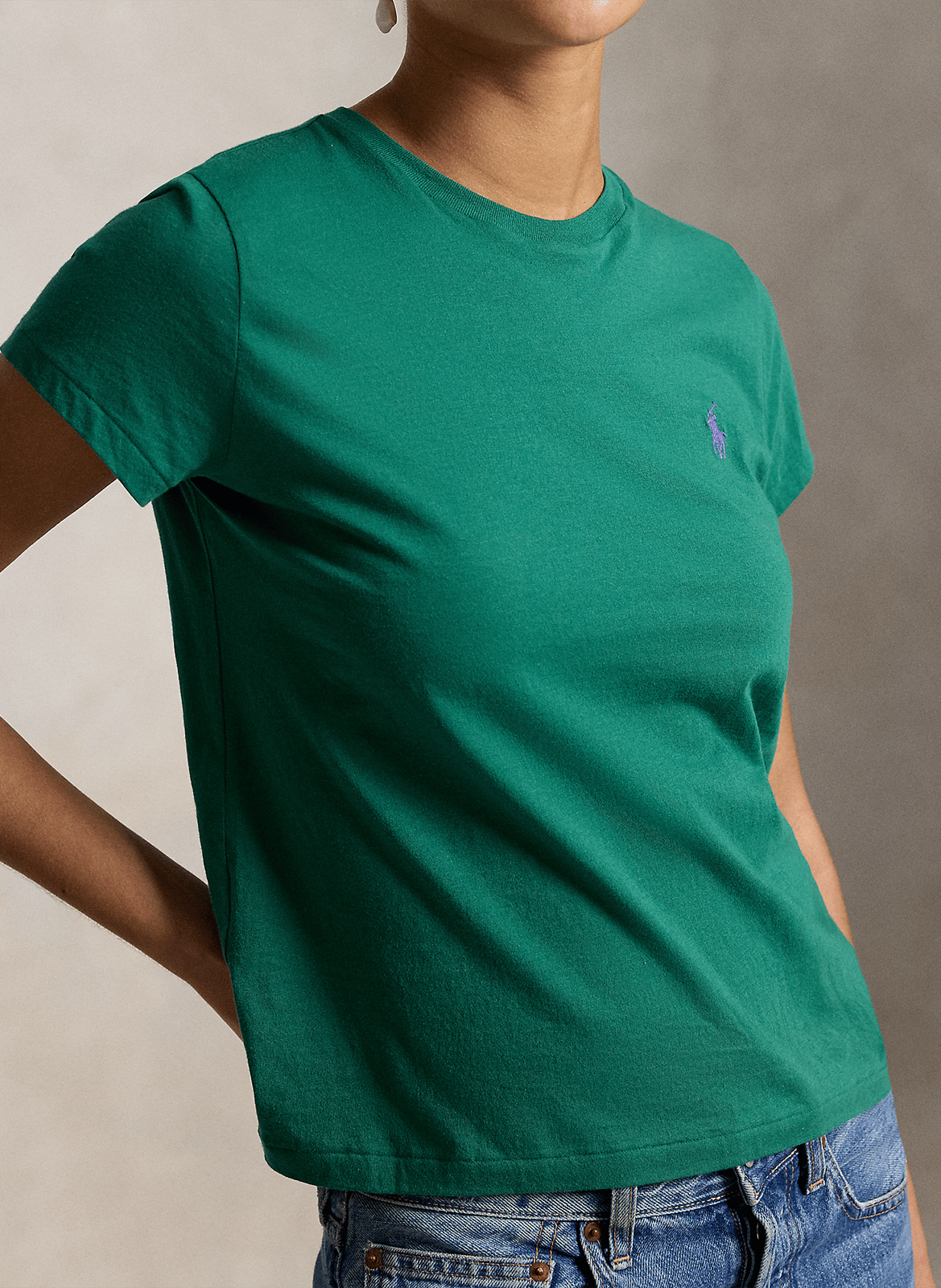 Short-sleeved plain t-shirt with logo POLO RALPH LAUREN Green