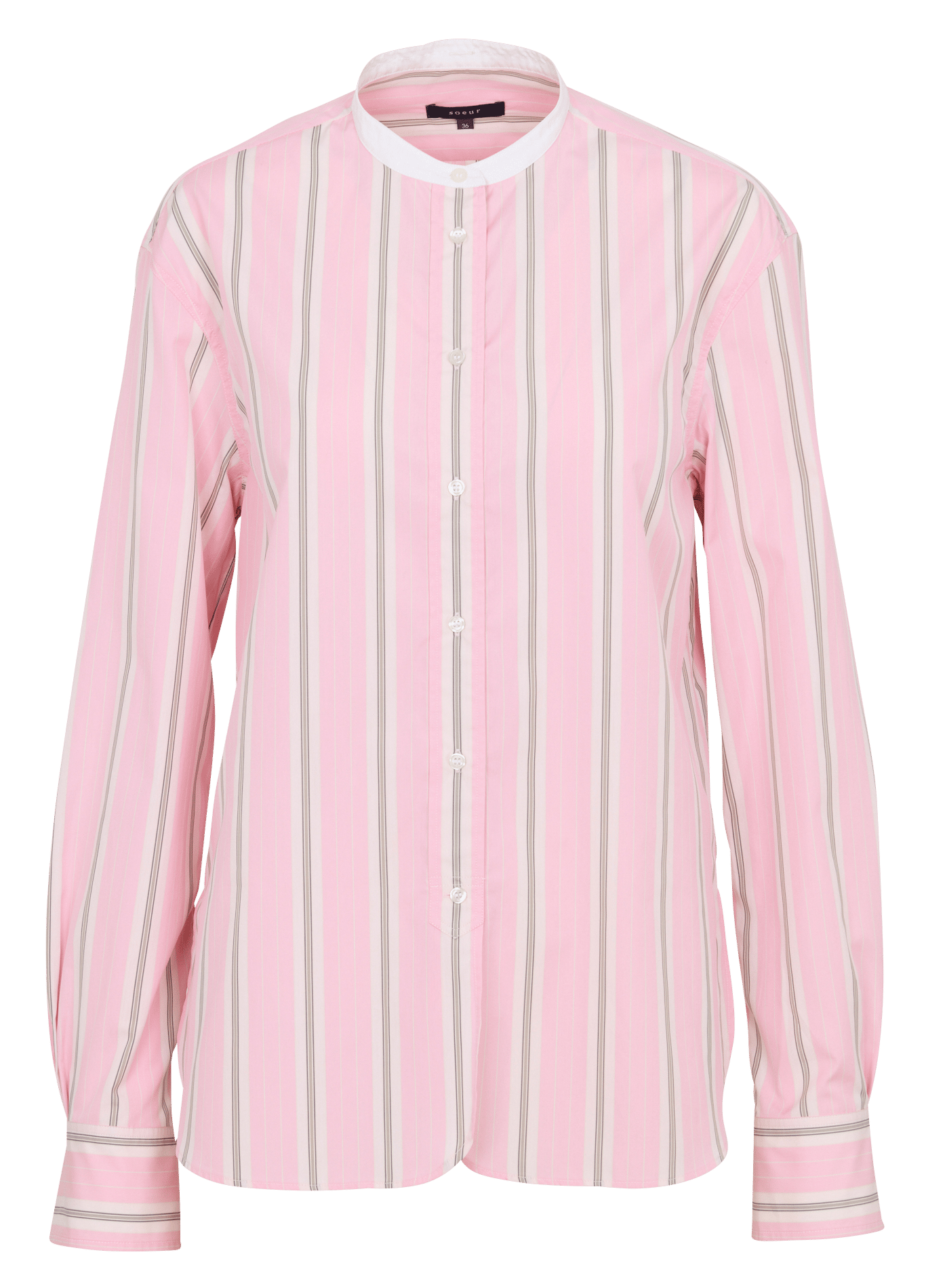 Blusa de algodón a rayas con cuello redondo SOEUR Rosa