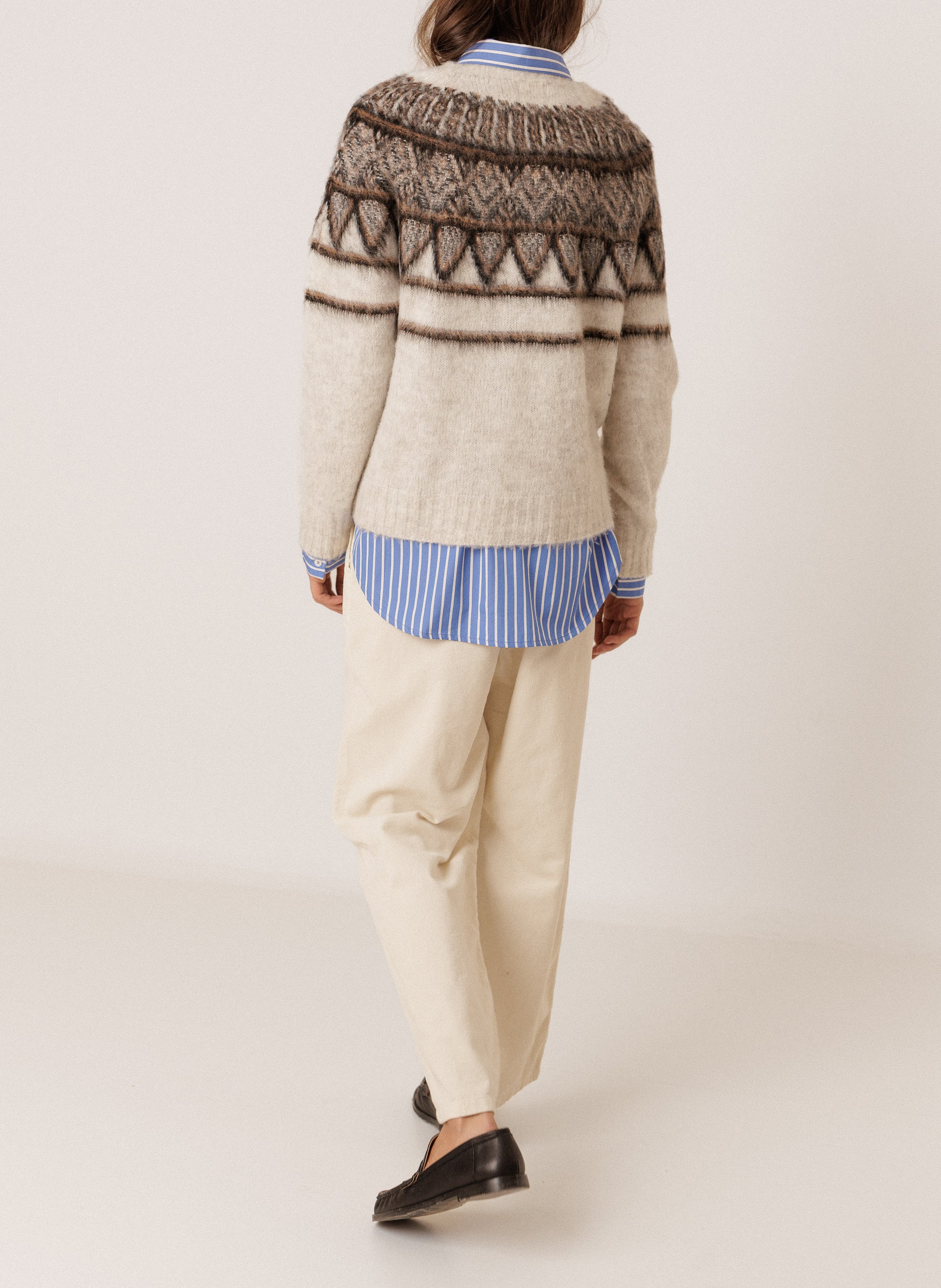 Pull droit col rond INDI & COLD Beige