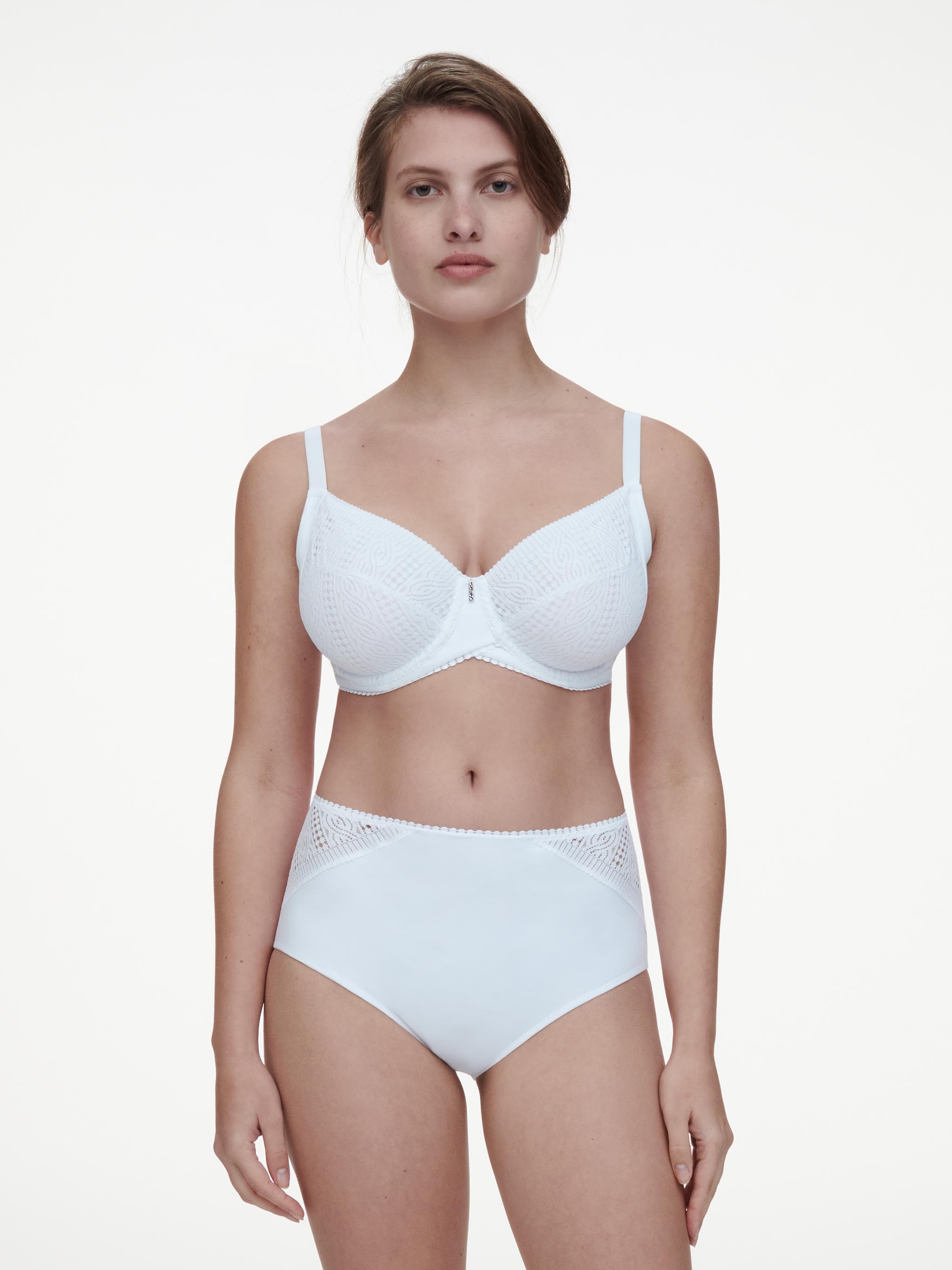 High-waisted lace support briefs CHANTELLE White