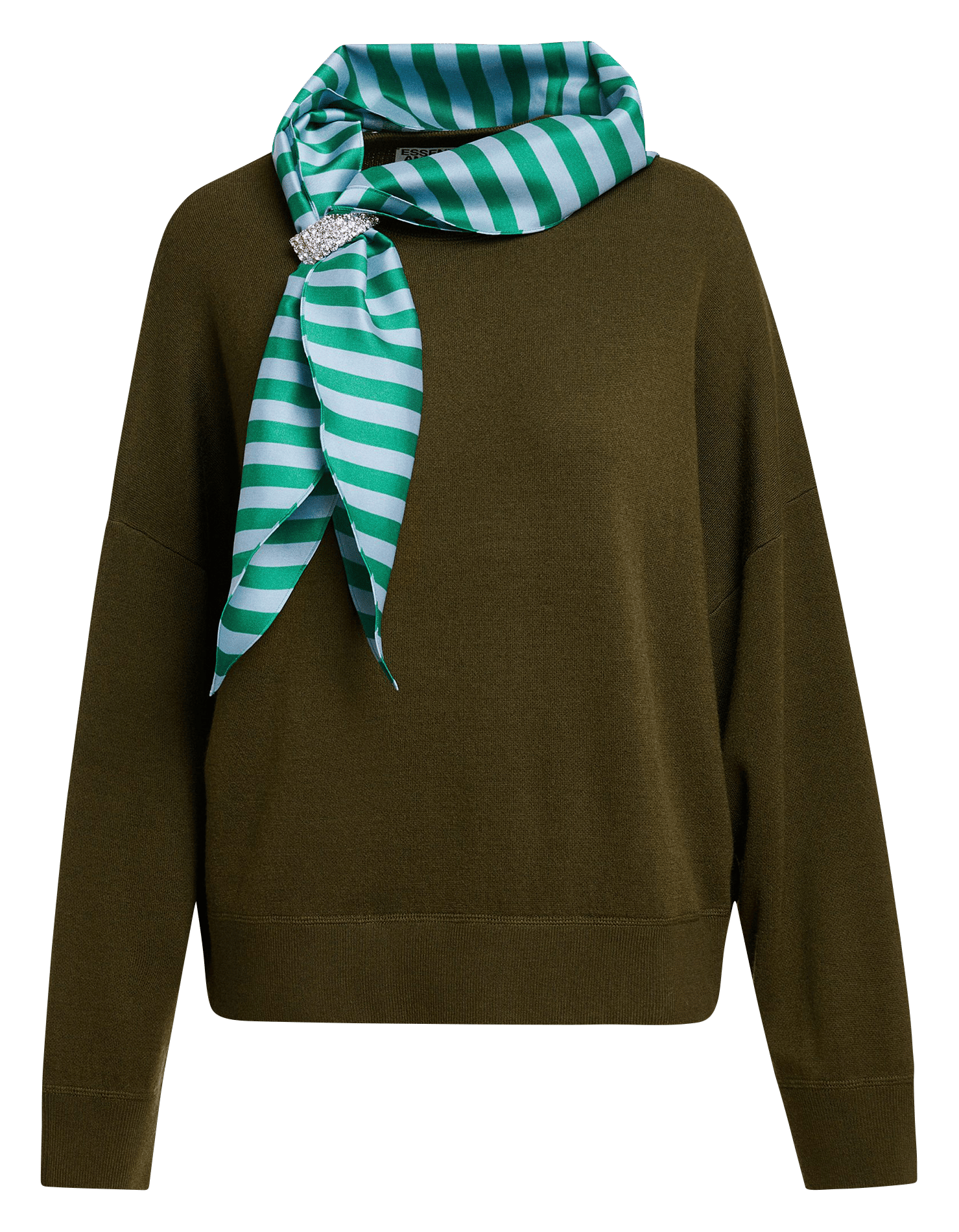 Weites Pullover mit gestreiftem Schal ESSENTIEL ANTWERP Grun