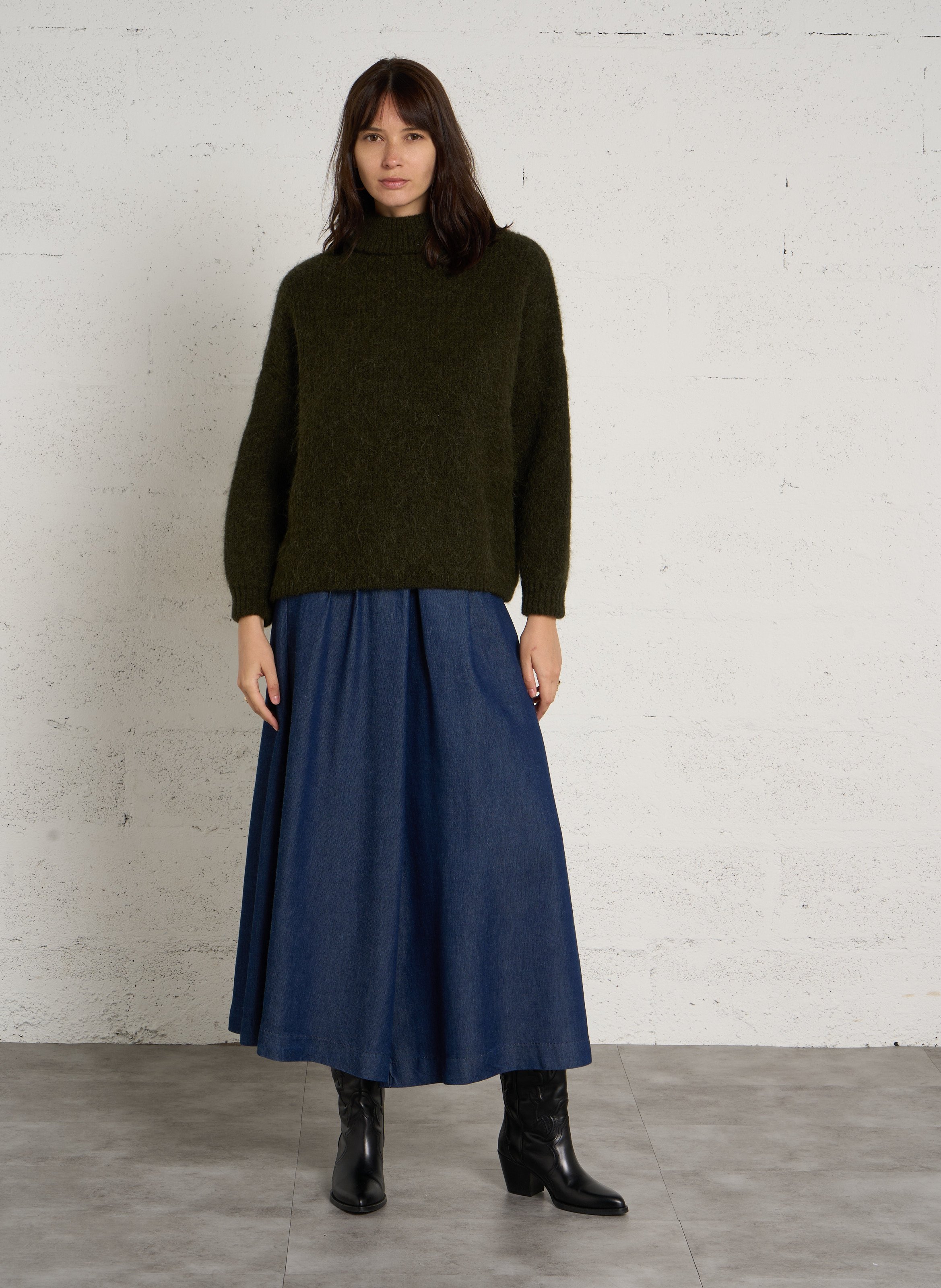 Pull col roulé ample MAISON 123 Kaki