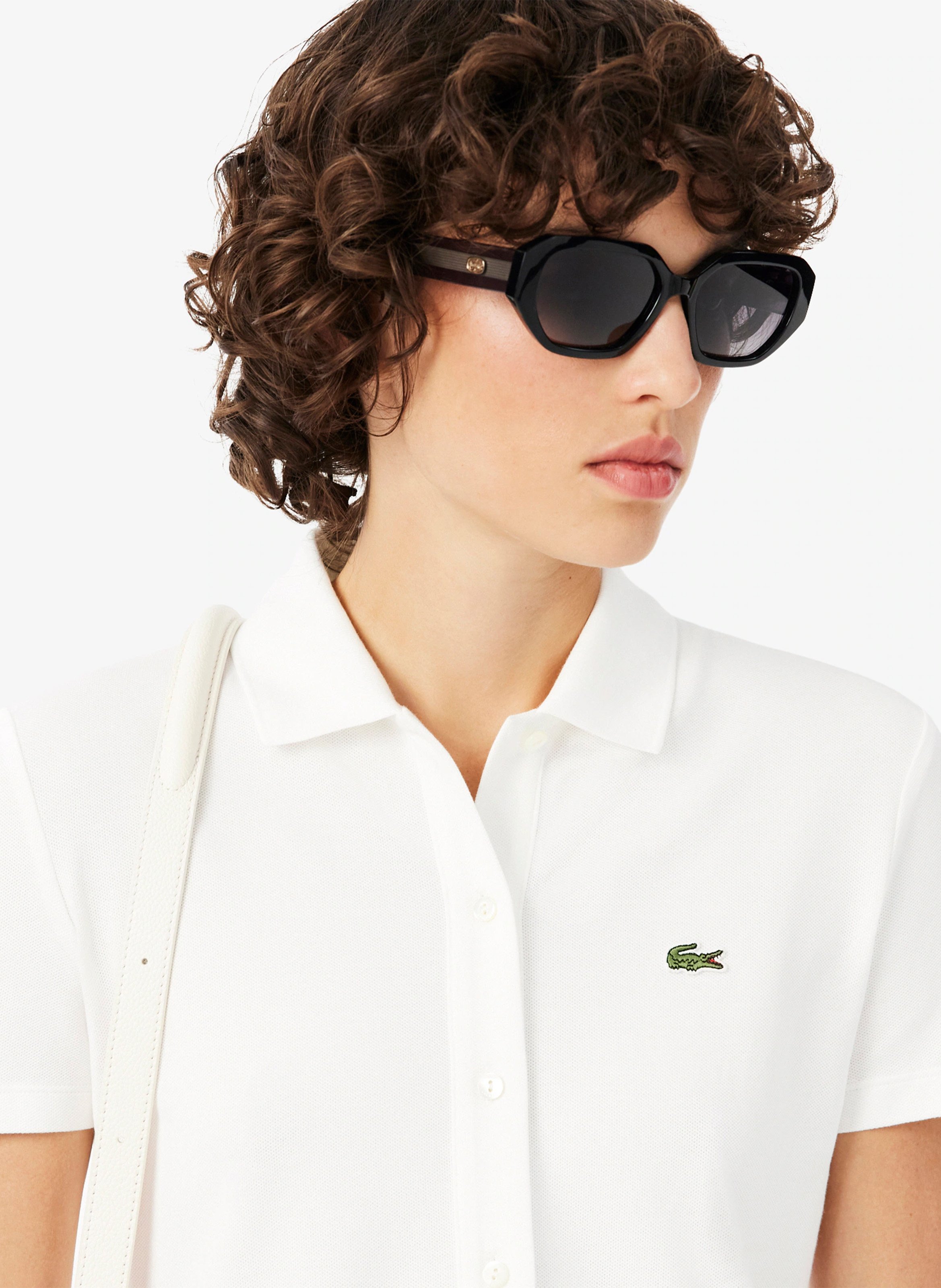 Robe courte col polo en coton LACOSTE Green
