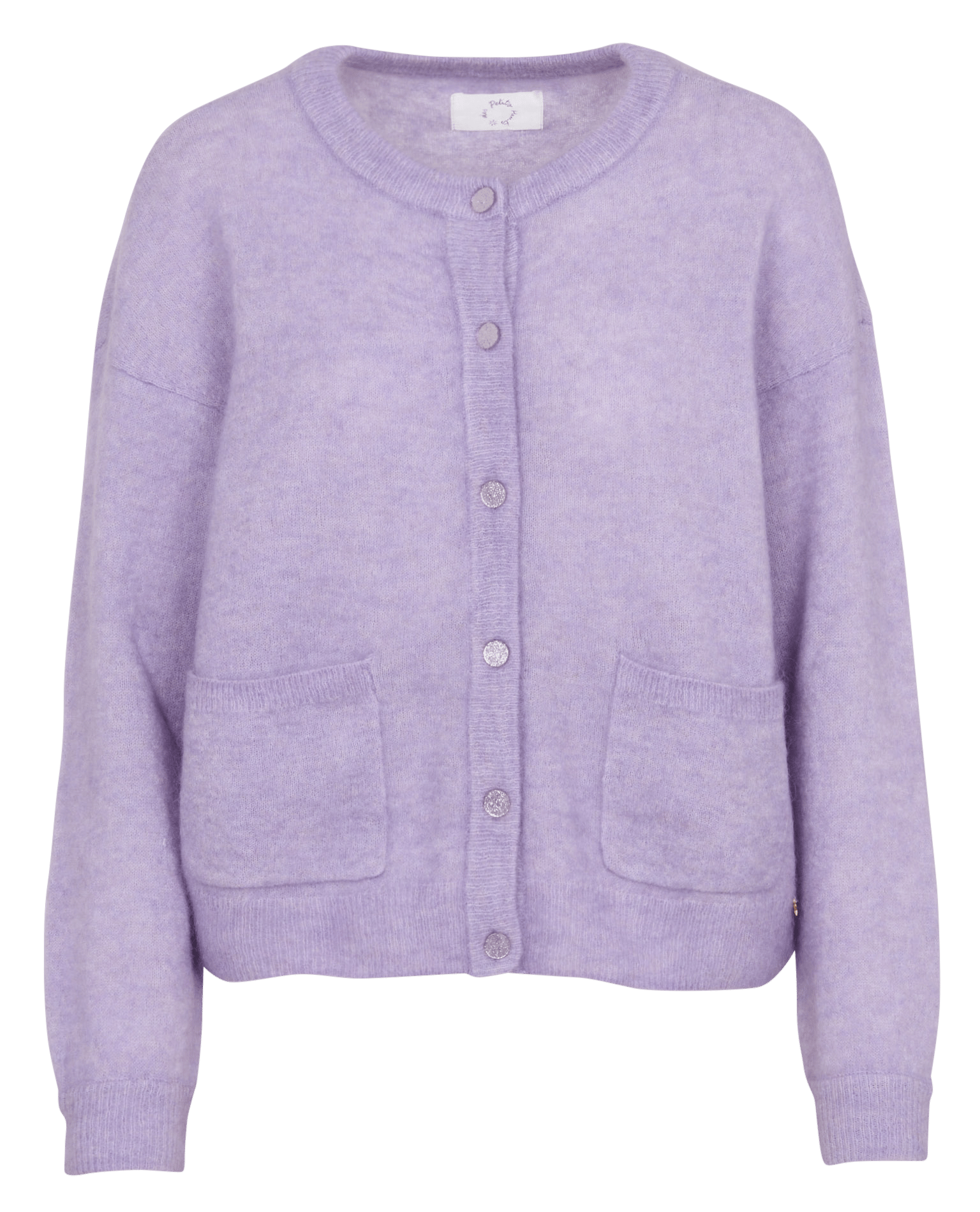 Straight round-neck wool-blend cardigan DES PETITS HAUTS Purple