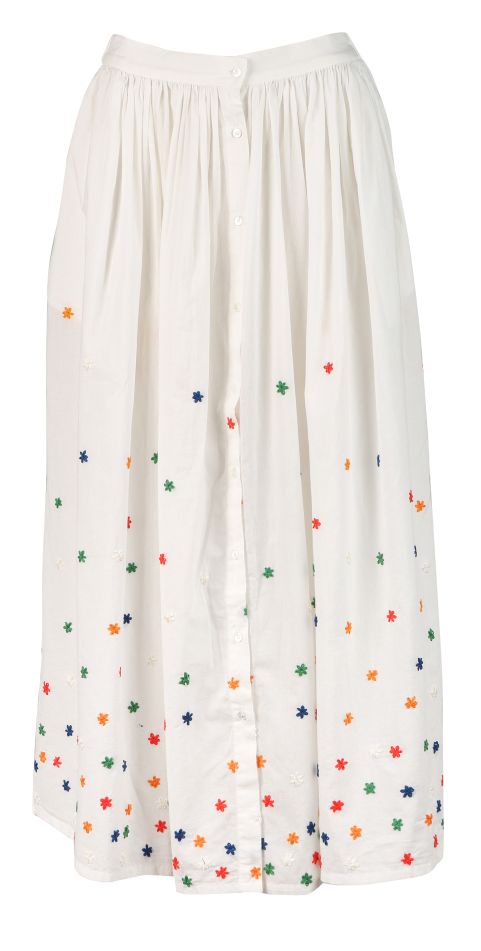 Long embroidered cotton skirt V DE VINSTER White