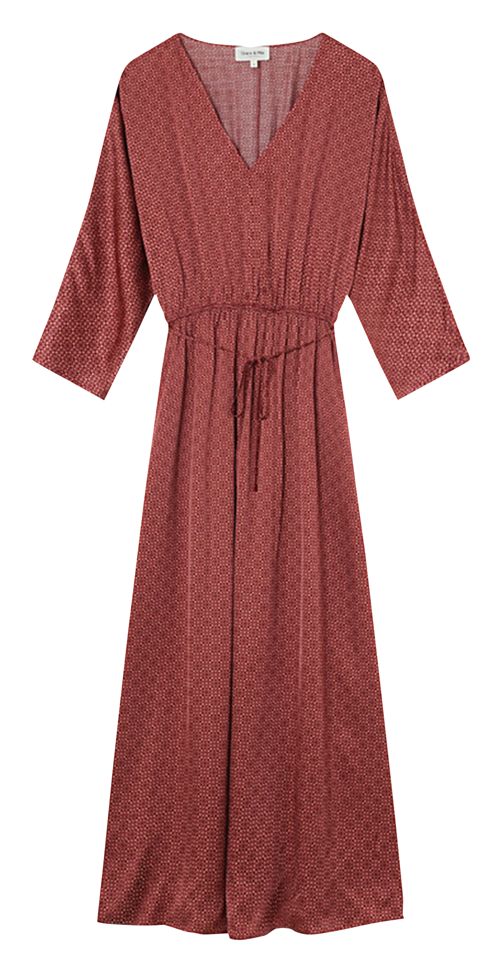 Halflange jurk met V-hals en print GRACE ET MILA Bruin